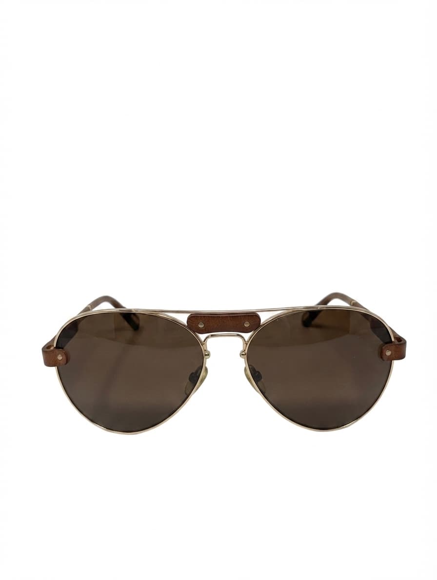 Chloé Aviator Sunglasses Brown Leather Trim — photo 1 of 6