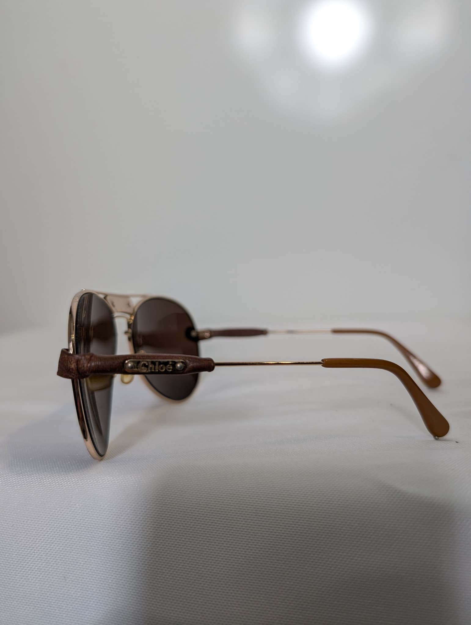 Chloé Aviator Sunglasses Brown Leather Trim — photo 2 of 6