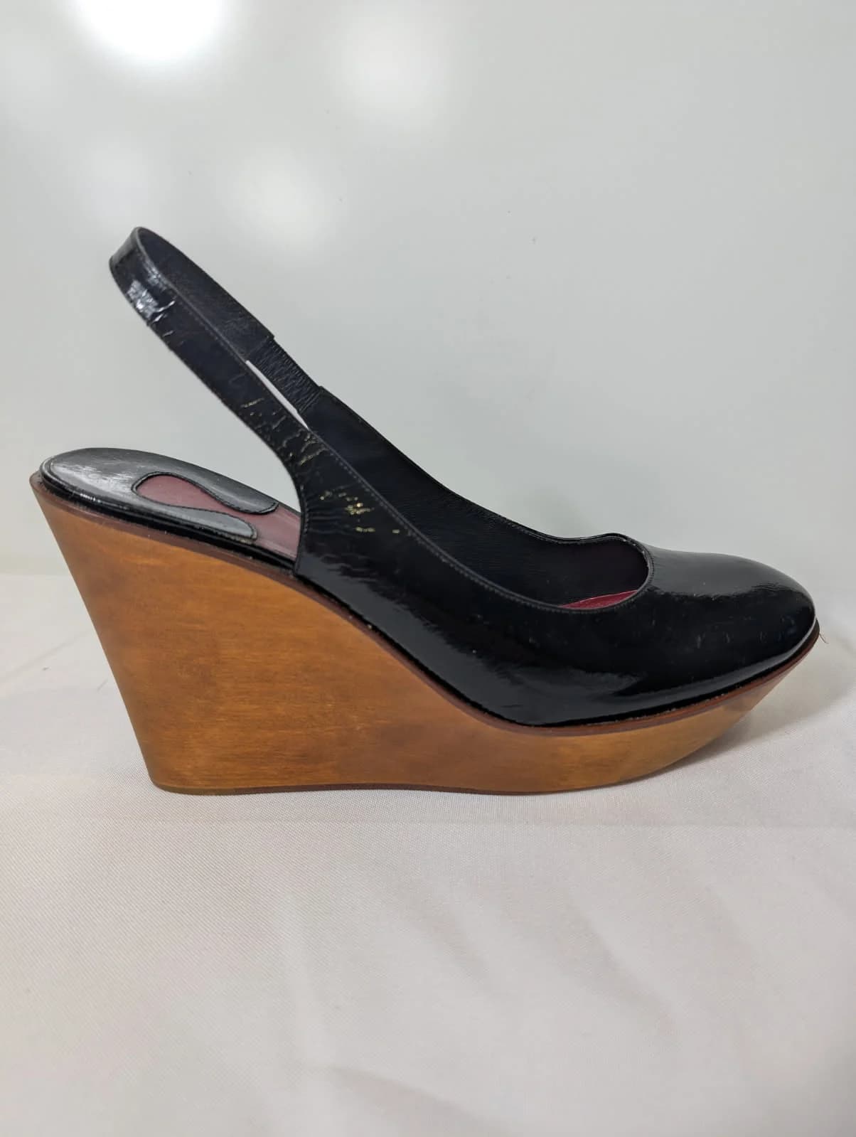 Chloé Black Patent Slingback Wedges EU38 — photo 2 of 9