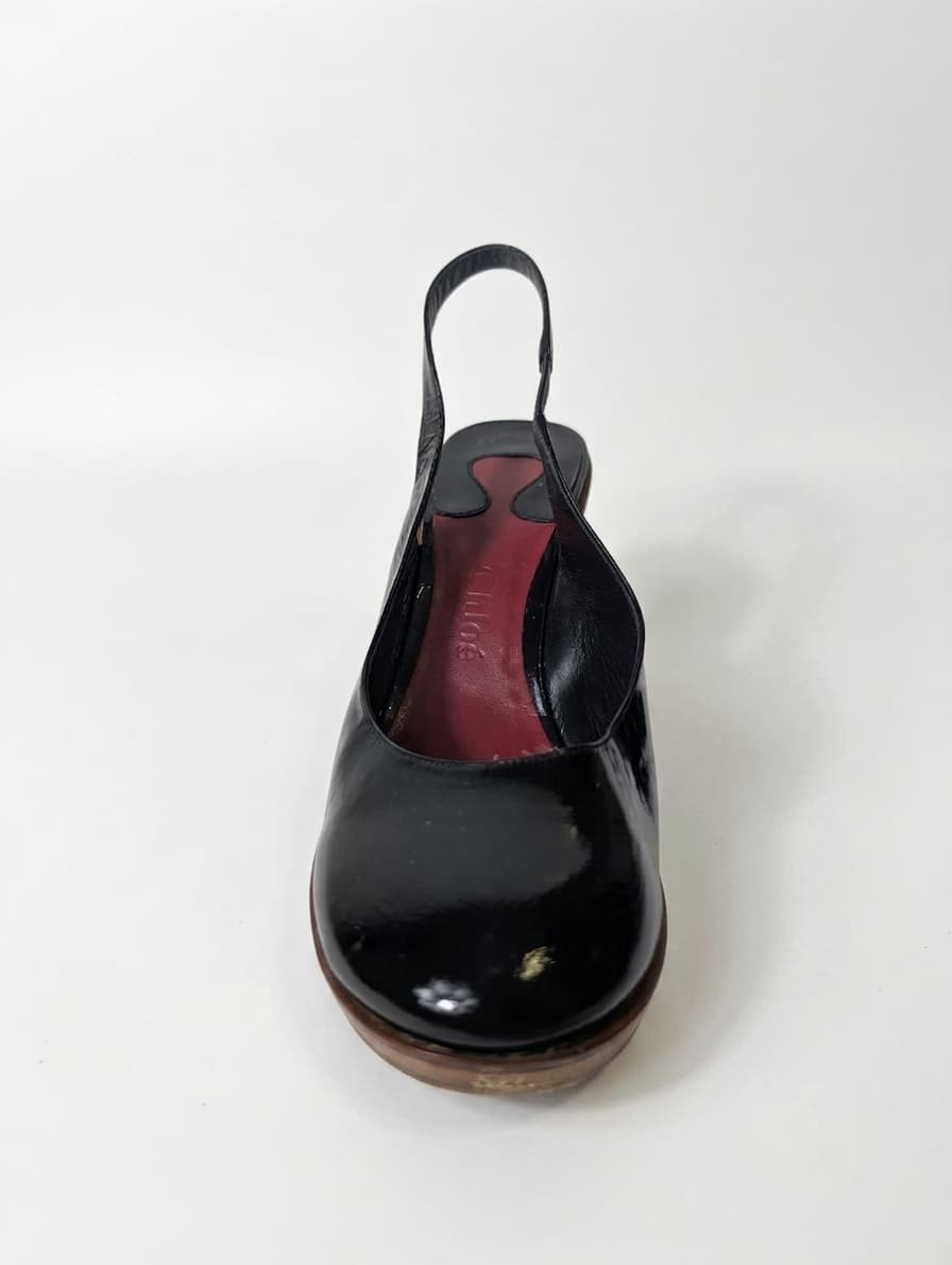 Chloé Black Patent Slingback Wedges EU38 — photo 4 of 9