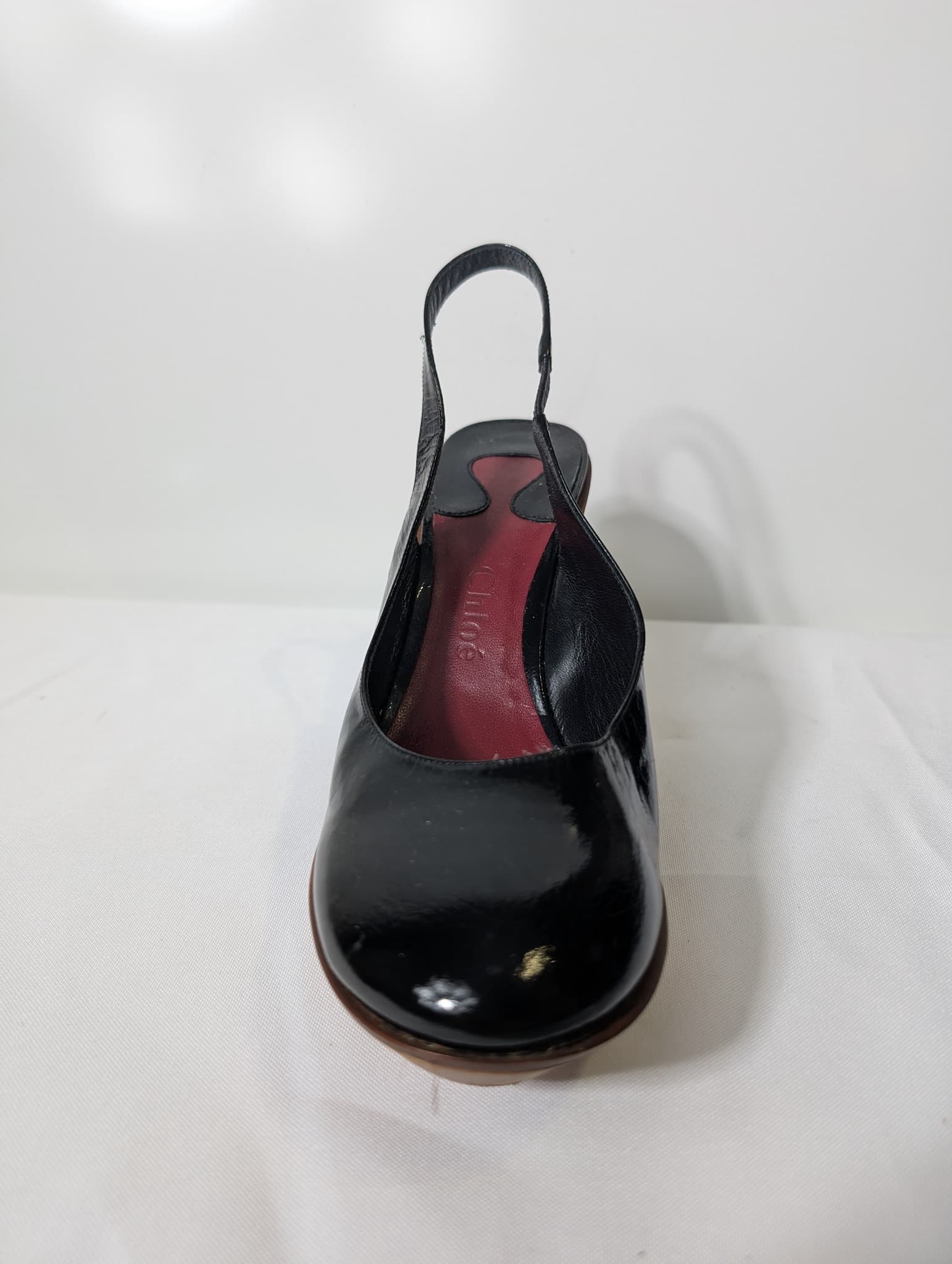 Chloé Patent Leather Slingback Wedge Sandals Black — photo 6 of 9