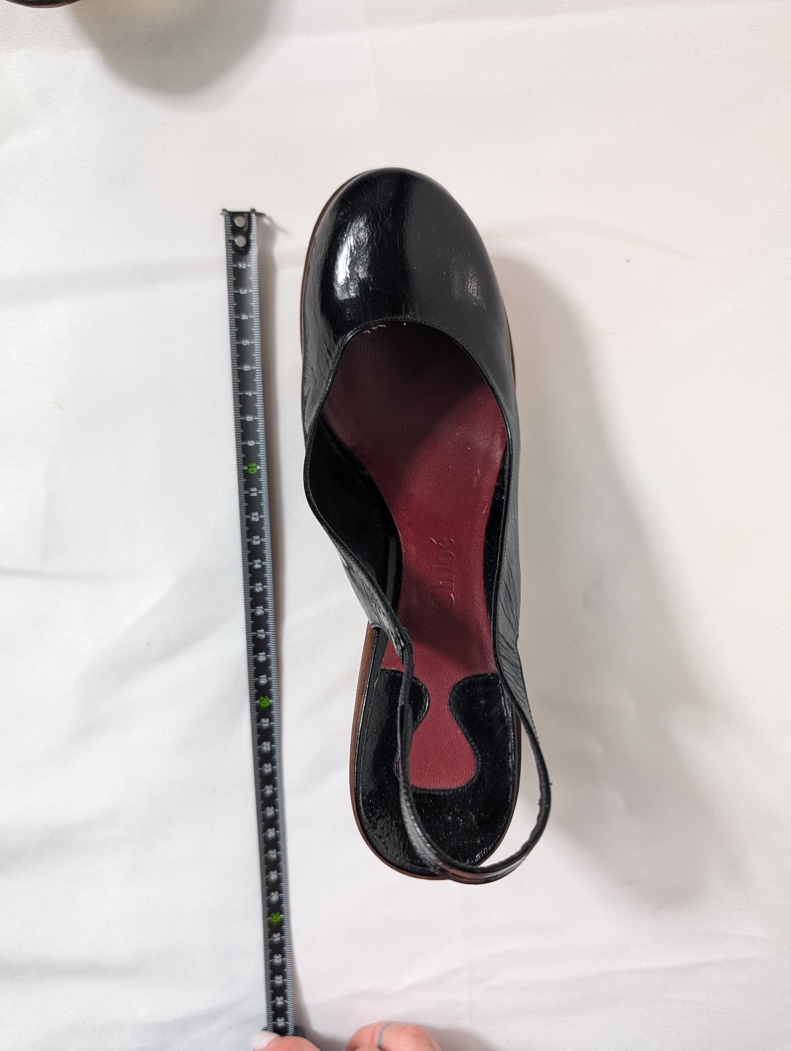 Chloé Patent Leather Slingback Wedge Sandals Black — photo 9 of 9