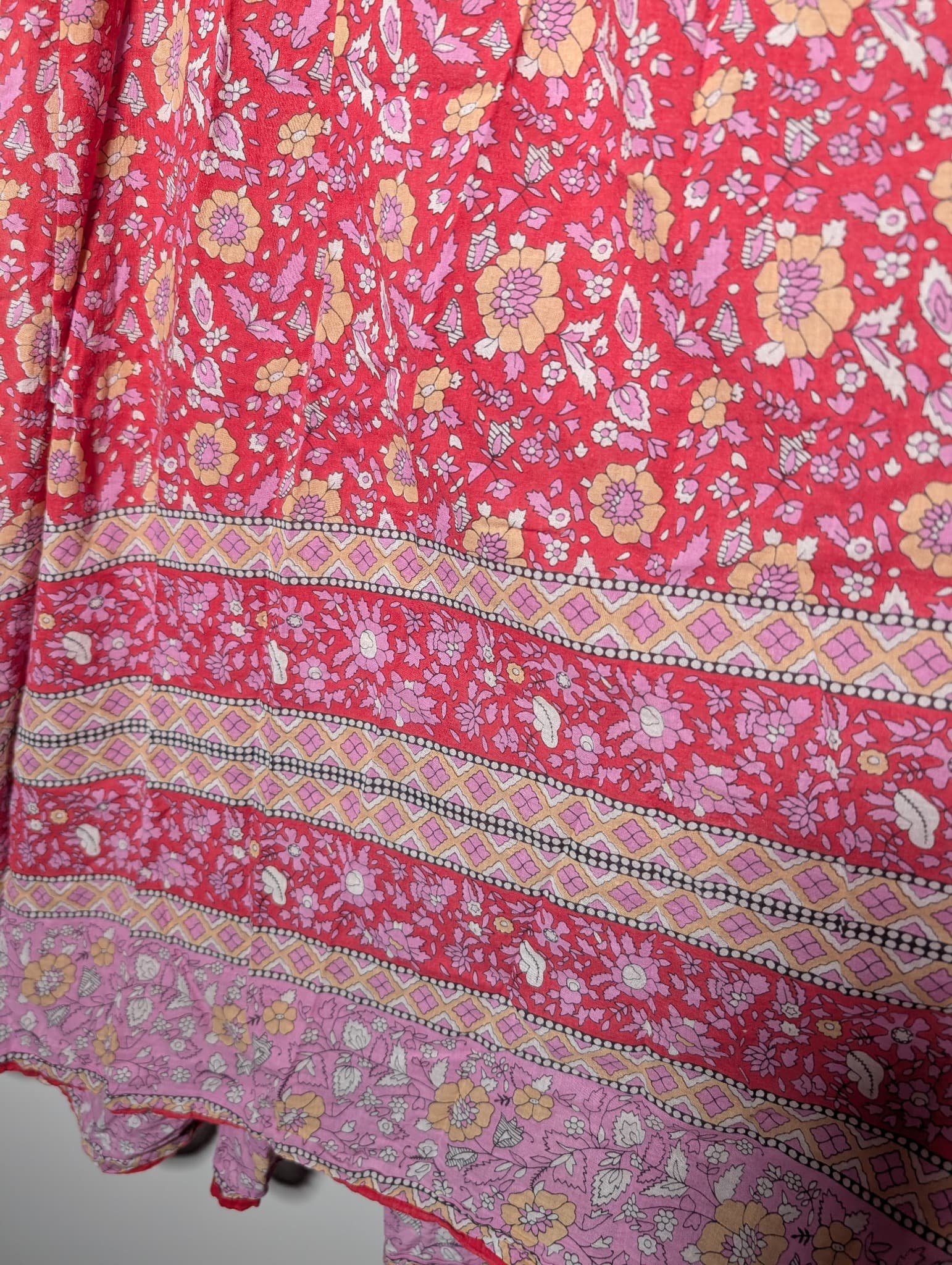 Chowchilla Vintage Floral Boho Tunic Dress Pink & Red Size L — photo 4 of 8