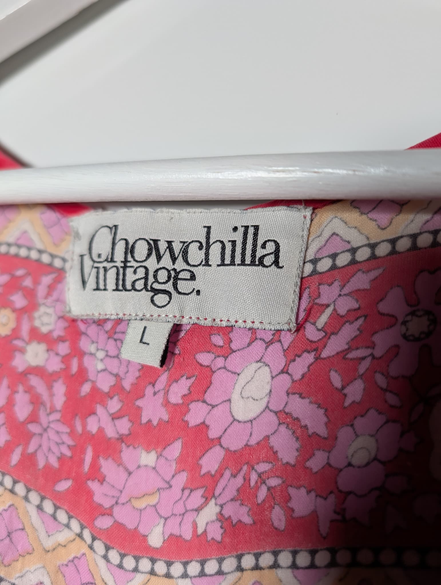 Chowchilla Vintage Floral Boho Tunic Dress Pink & Red Size L — photo 5 of 8