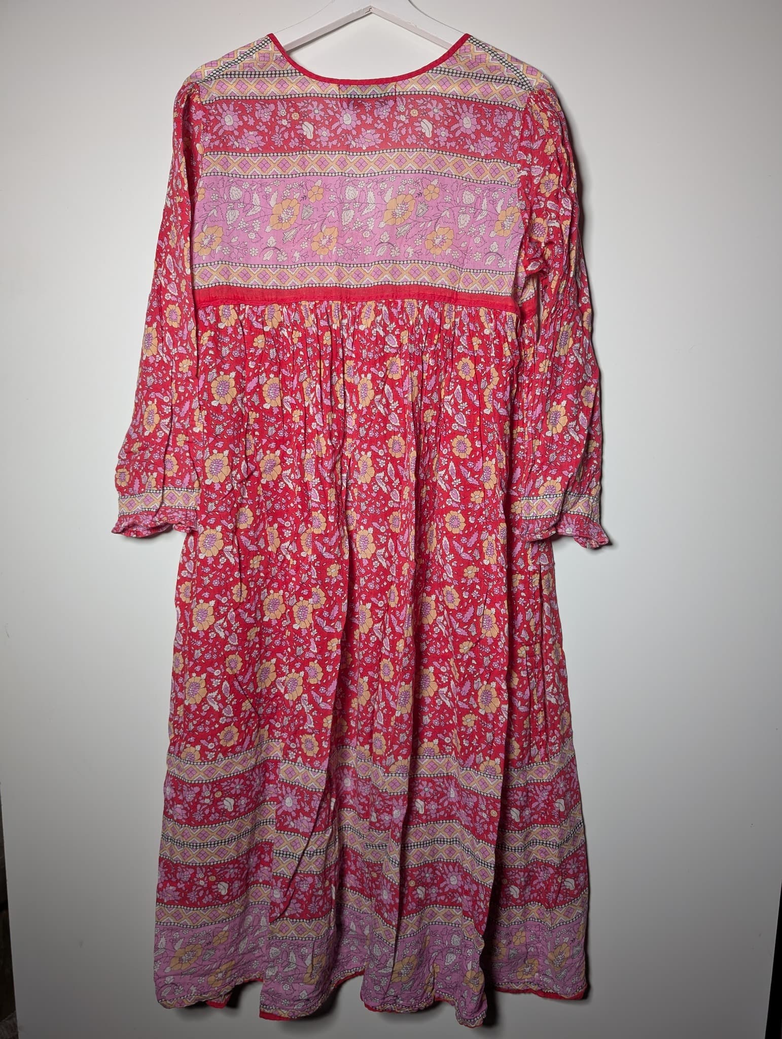 Chowchilla Vintage Floral Boho Tunic Dress Pink & Red Size L — photo 6 of 8