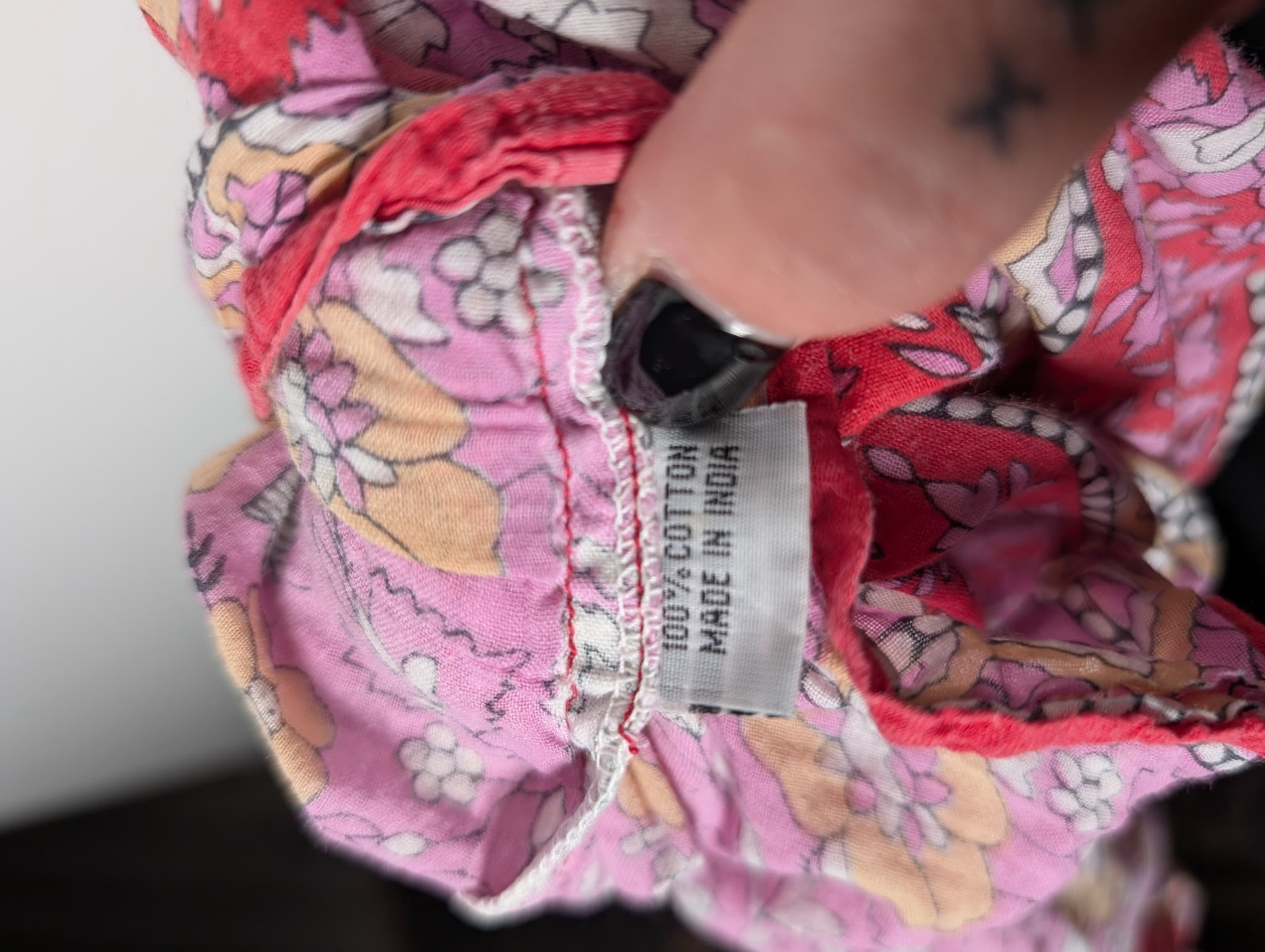 Chowchilla Vintage Floral Boho Tunic Dress Pink & Red Size L — photo 7 of 8