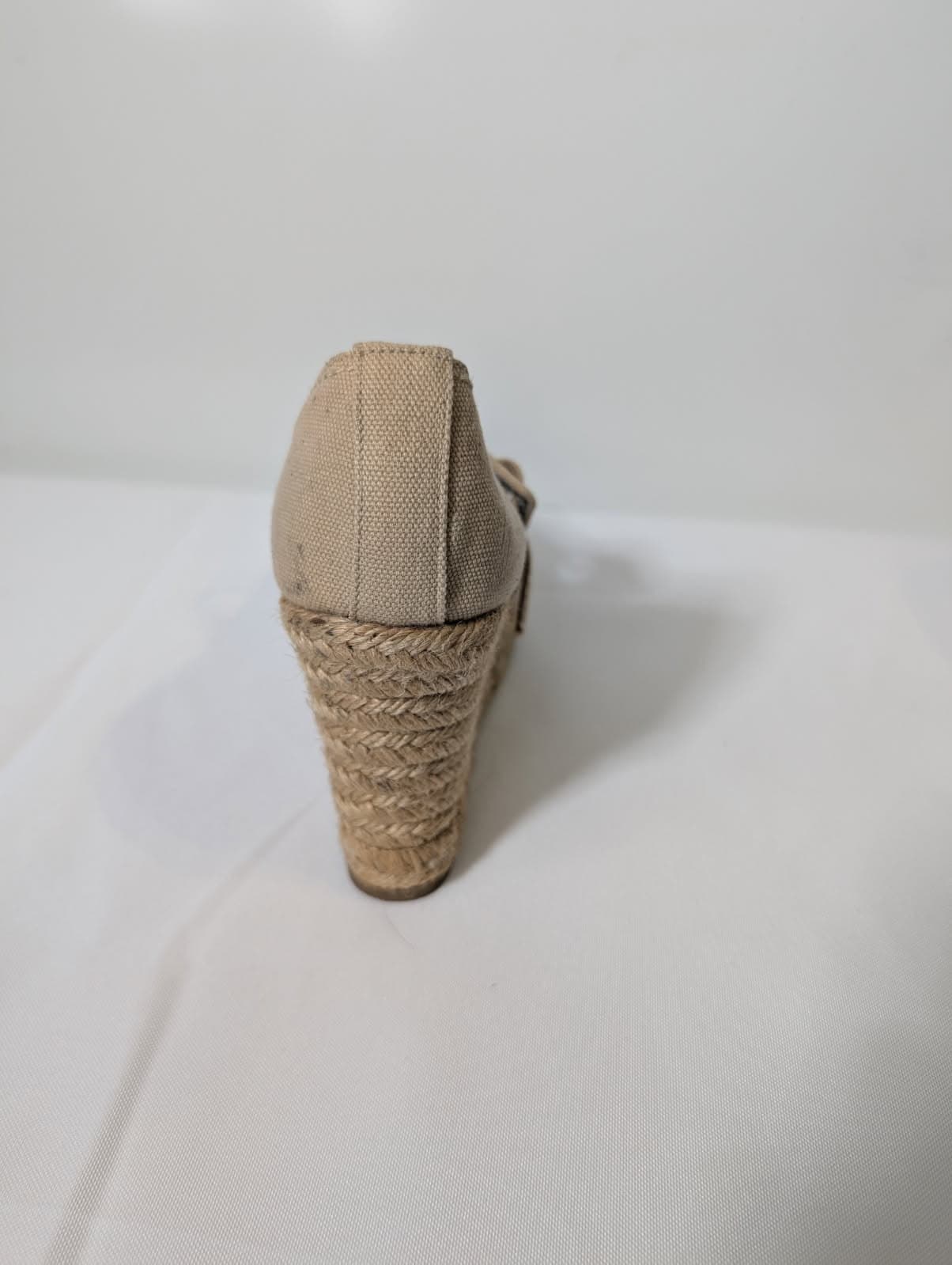 Christian Louboutin Beige Canvas Espadrille Wedge Mary Jane Shoes — photo 3 of 8