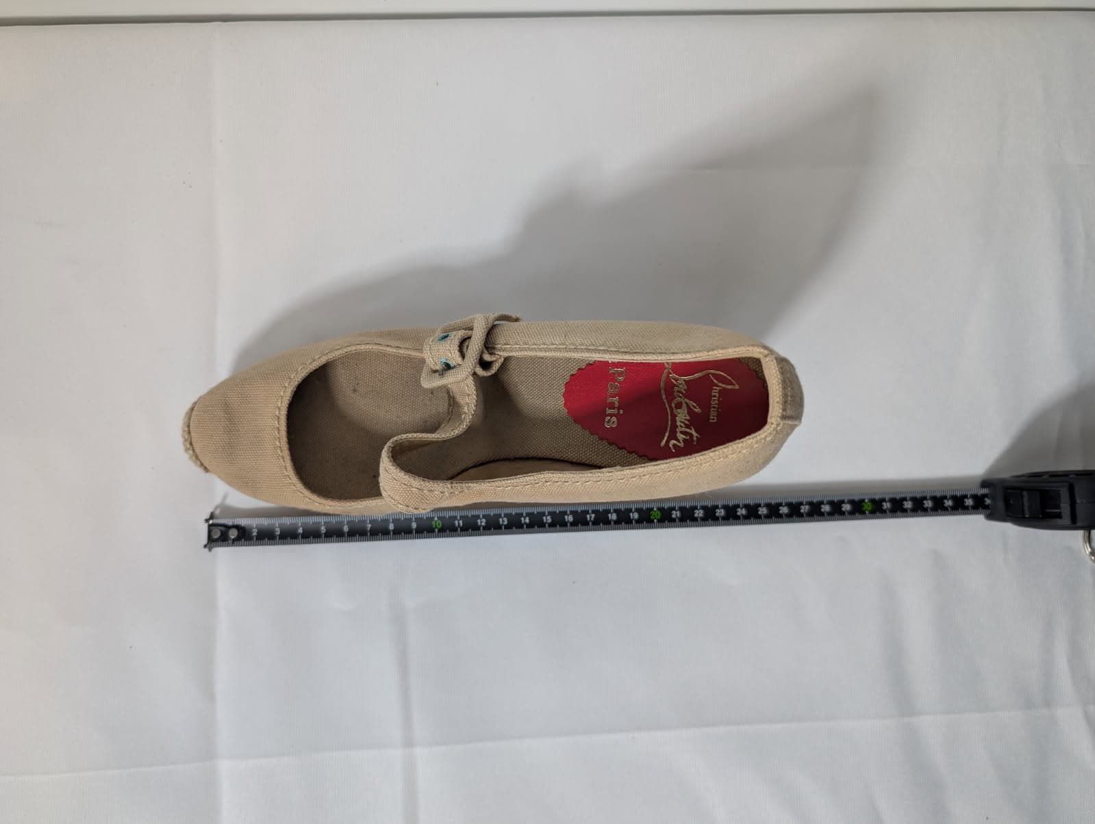 Christian Louboutin Beige Canvas Espadrille Wedge Mary Jane Shoes — photo 5 of 8