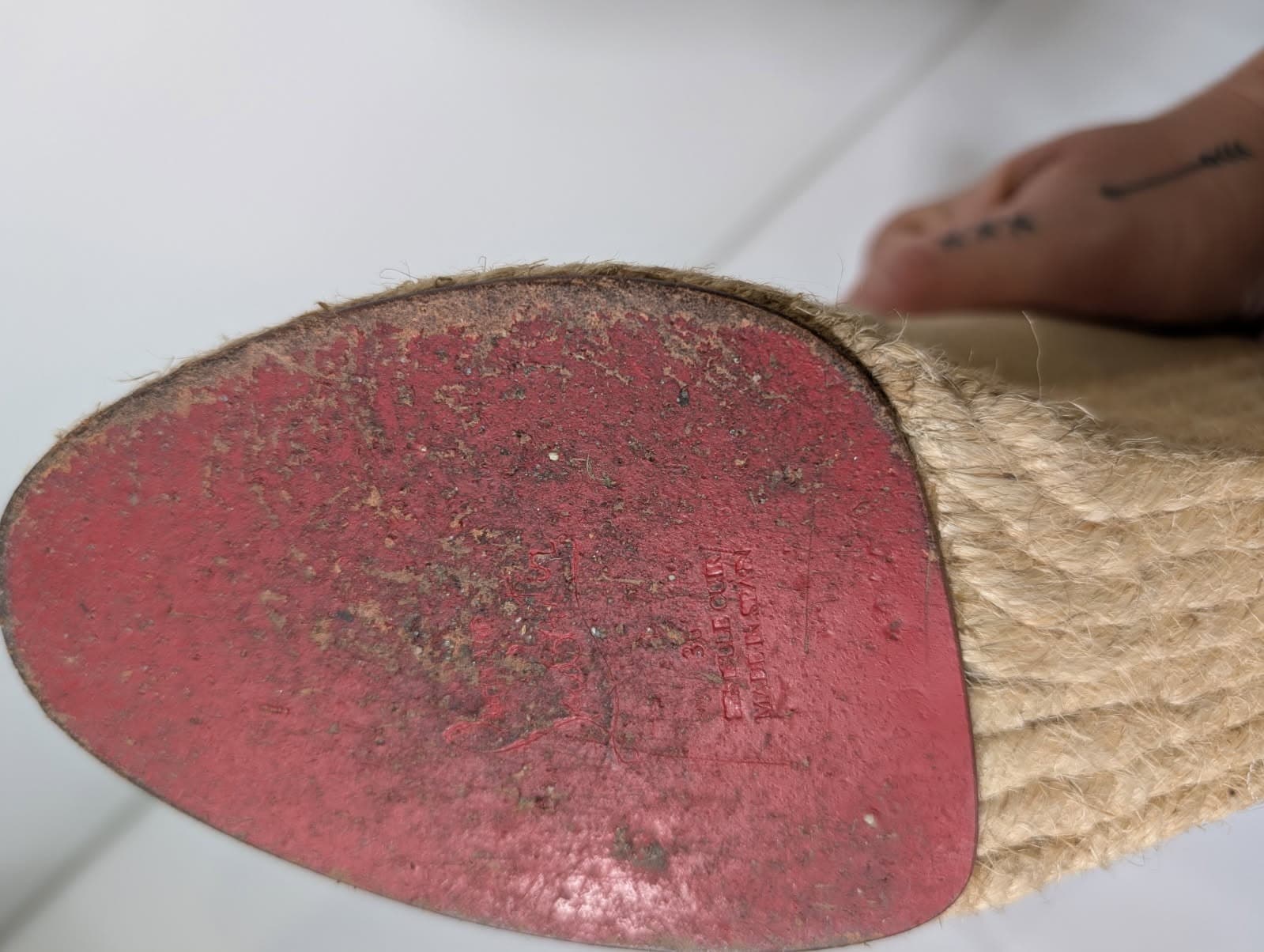 Christian Louboutin Beige Canvas Espadrille Wedge Mary Jane Shoes — photo 8 of 8