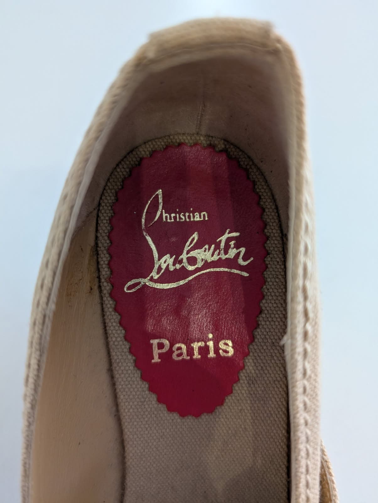 Christian Louboutin Canvas Wedge Espadrilles - Beige Mary Jane Heels — photo 2 of 8