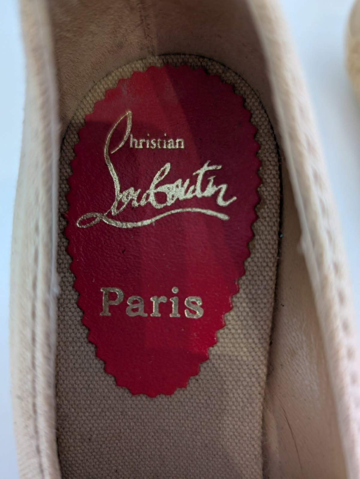 Christian Louboutin Canvas Wedge Espadrilles - Beige Mary Jane Heels — photo 3 of 8
