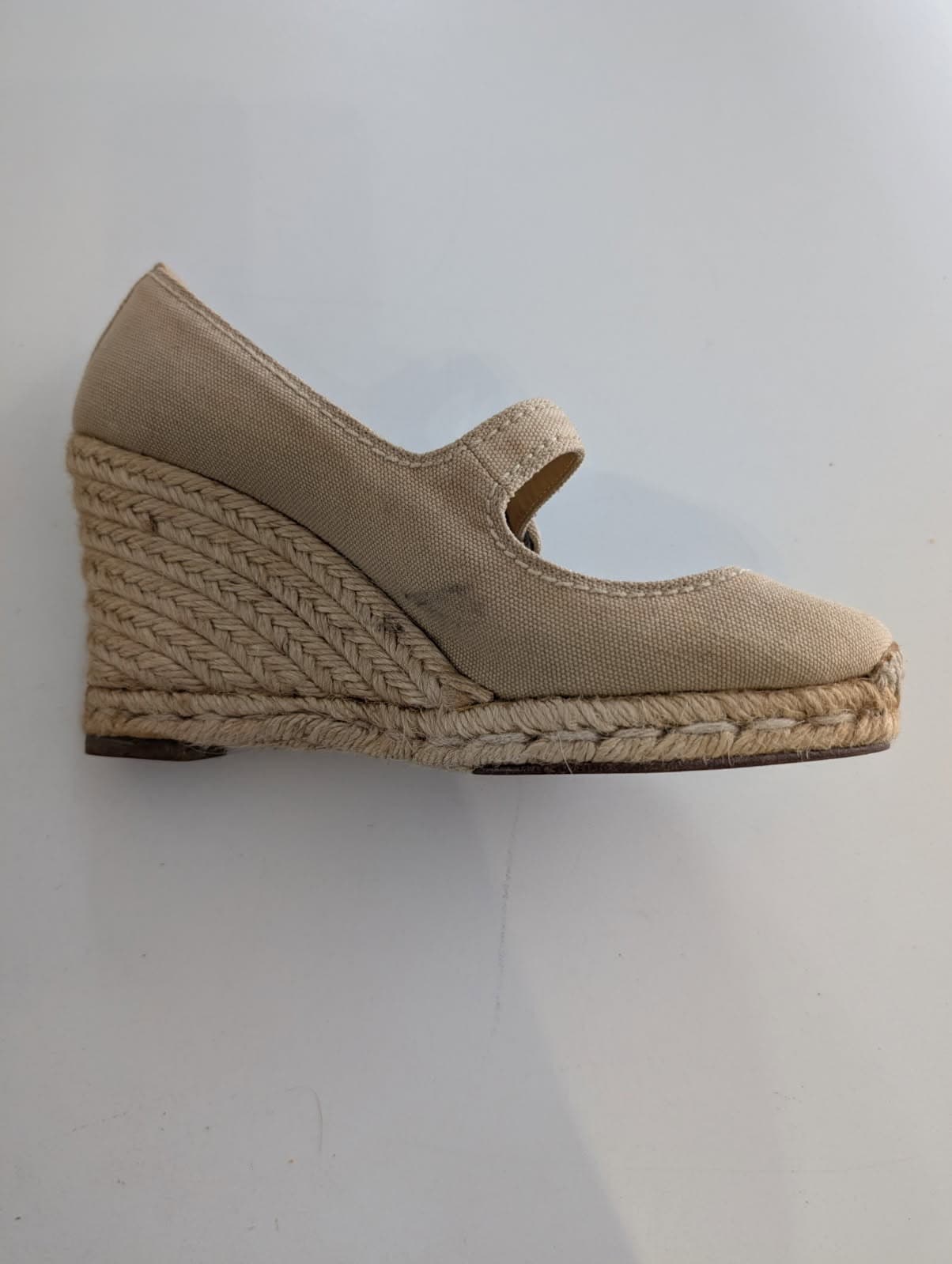 Christian Louboutin Canvas Wedge Espadrilles - Beige Mary Jane Heels — photo 4 of 8