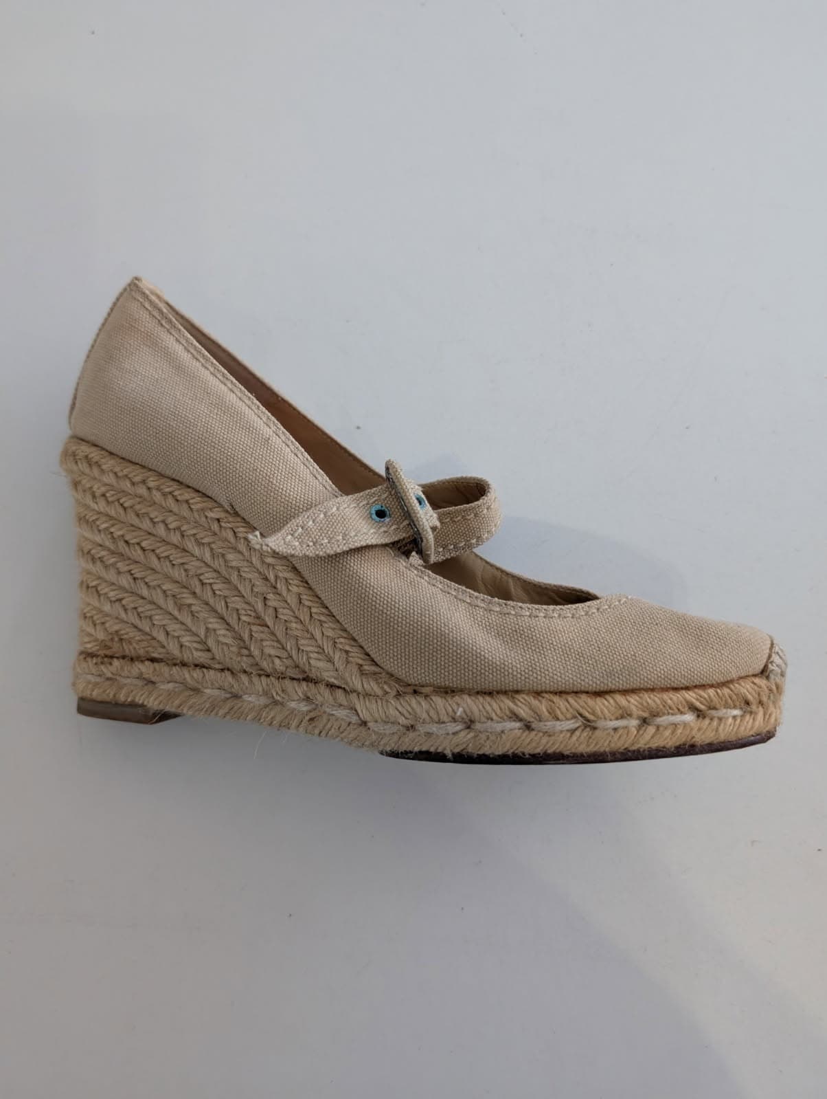 Christian Louboutin Canvas Wedge Espadrilles - Beige Mary Jane Heels — photo 5 of 8