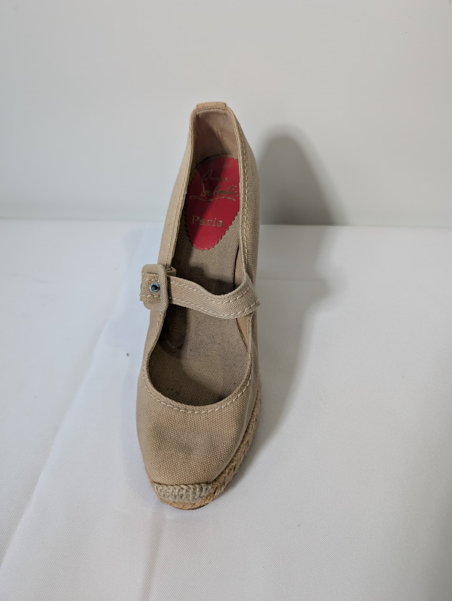 Christian Louboutin Cataclou Espadrille Wedge Mary Jane Beige Size 38 — photo 2 of 7
