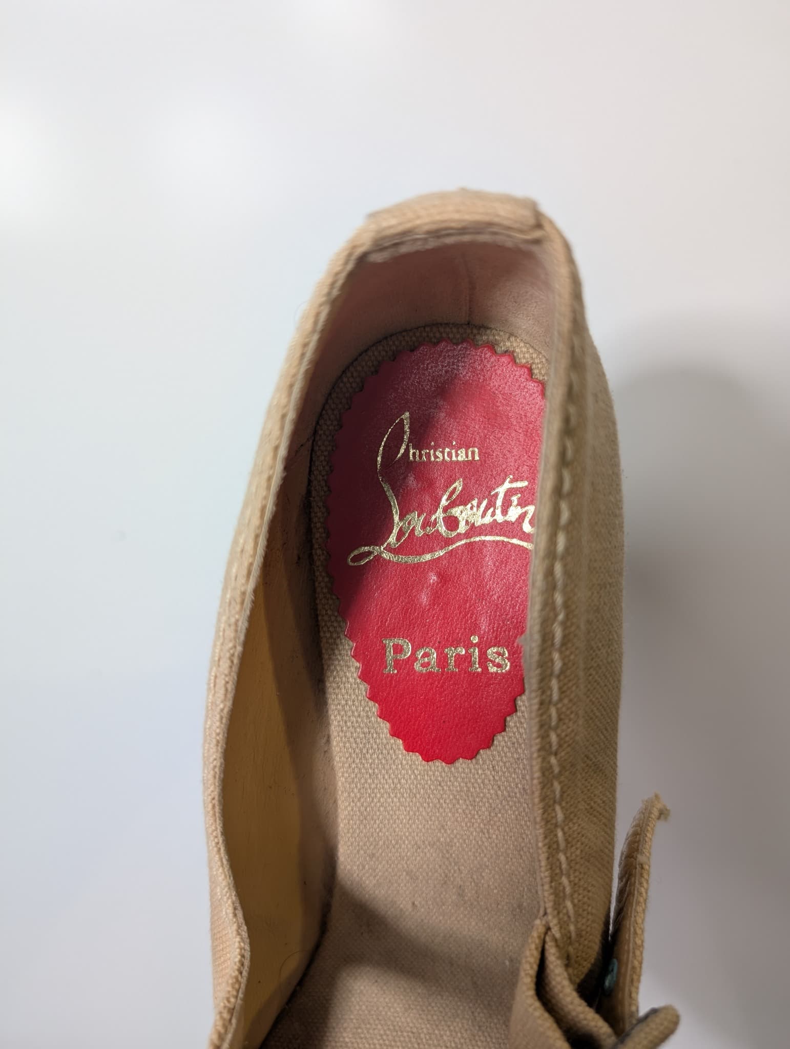 Christian Louboutin Cataclou Espadrille Wedge Mary Jane Beige Size 38 — photo 6 of 7