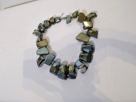 Chunky Metallic Hematite or Pyrite Nugget Statement Necklace — photo 1 of 6