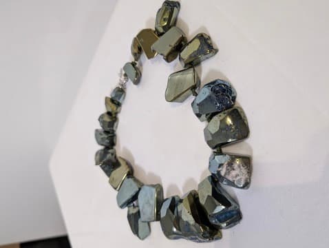 Chunky Metallic Hematite or Pyrite Nugget Statement Necklace — photo 4 of 6