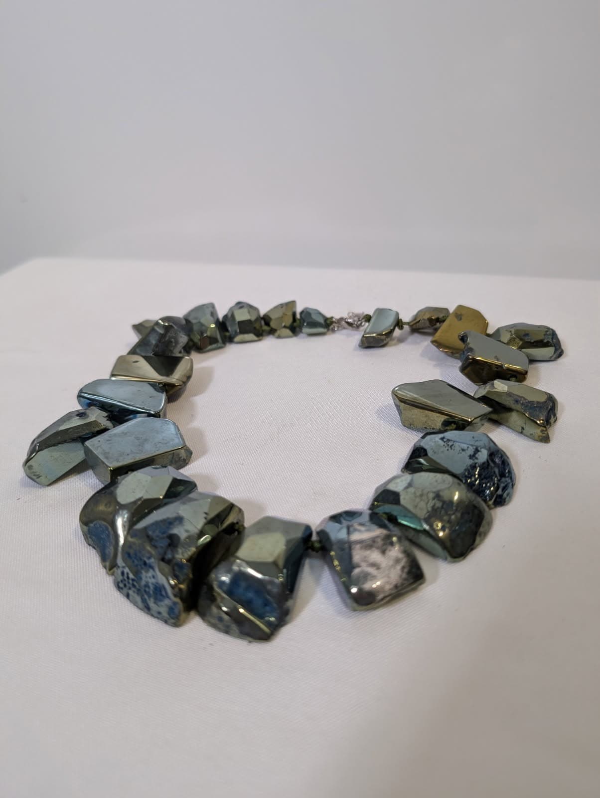Chunky Metallic Hematite or Pyrite Nugget Statement Necklace — photo 5 of 6