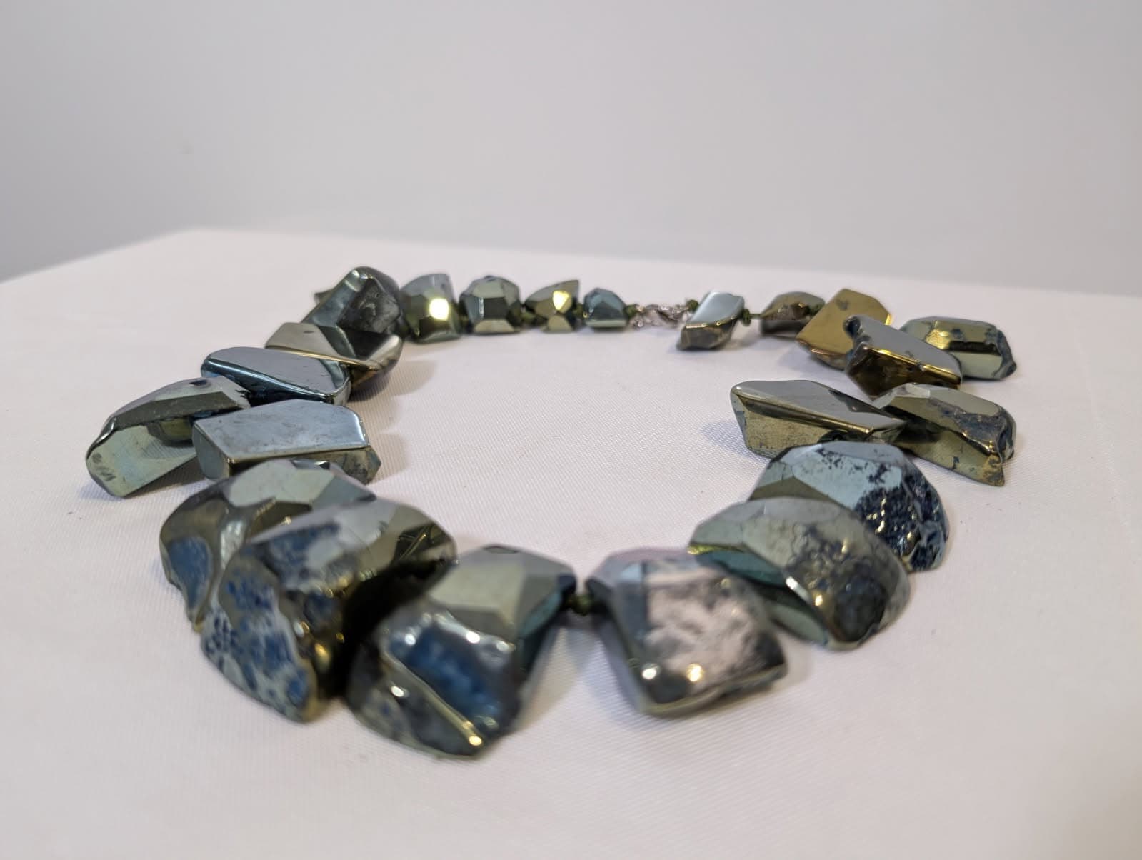 Chunky Metallic Hematite or Pyrite Nugget Statement Necklace — photo 6 of 6