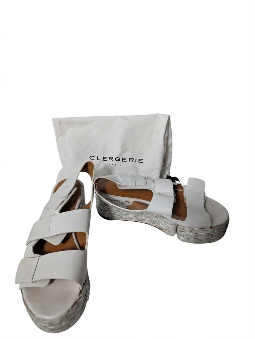 Clergerie Platform Espadrille Sandals White Leather EU 37.5 — photo 1 of 8
