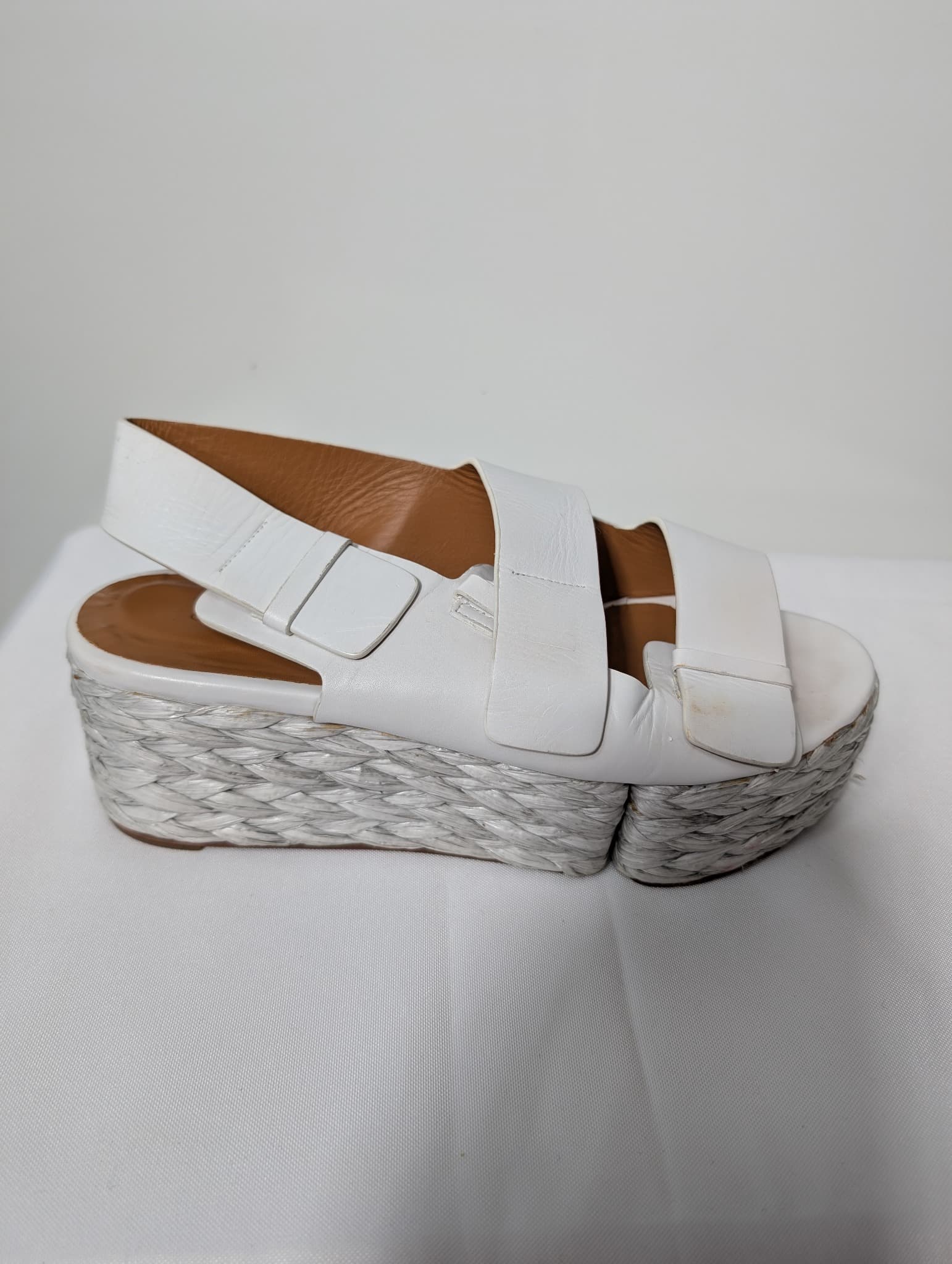 Clergerie Platform Espadrille Sandals White Leather EU 37.5 — photo 3 of 8