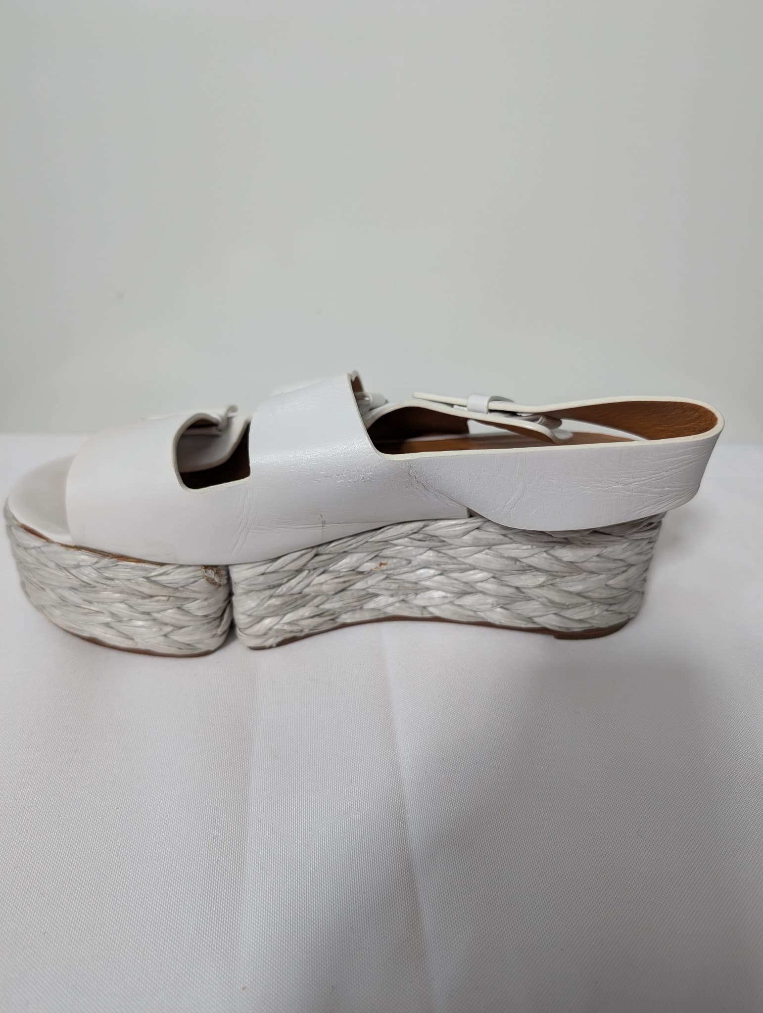 Clergerie Platform Espadrille Sandals White Leather EU 37.5 — photo 5 of 8