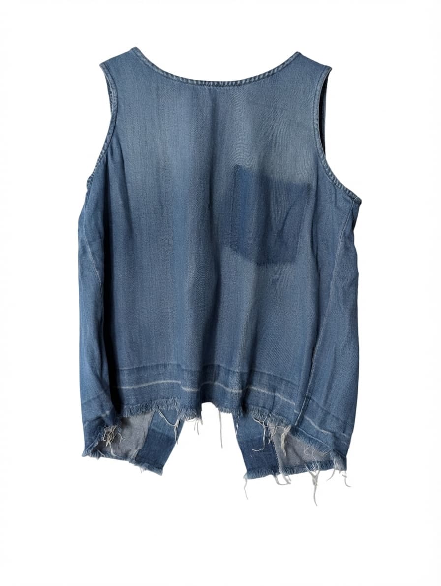 Cloth & Stone Denim Tank Top Raw Hem Split Back Women's S — photo 1 of 13