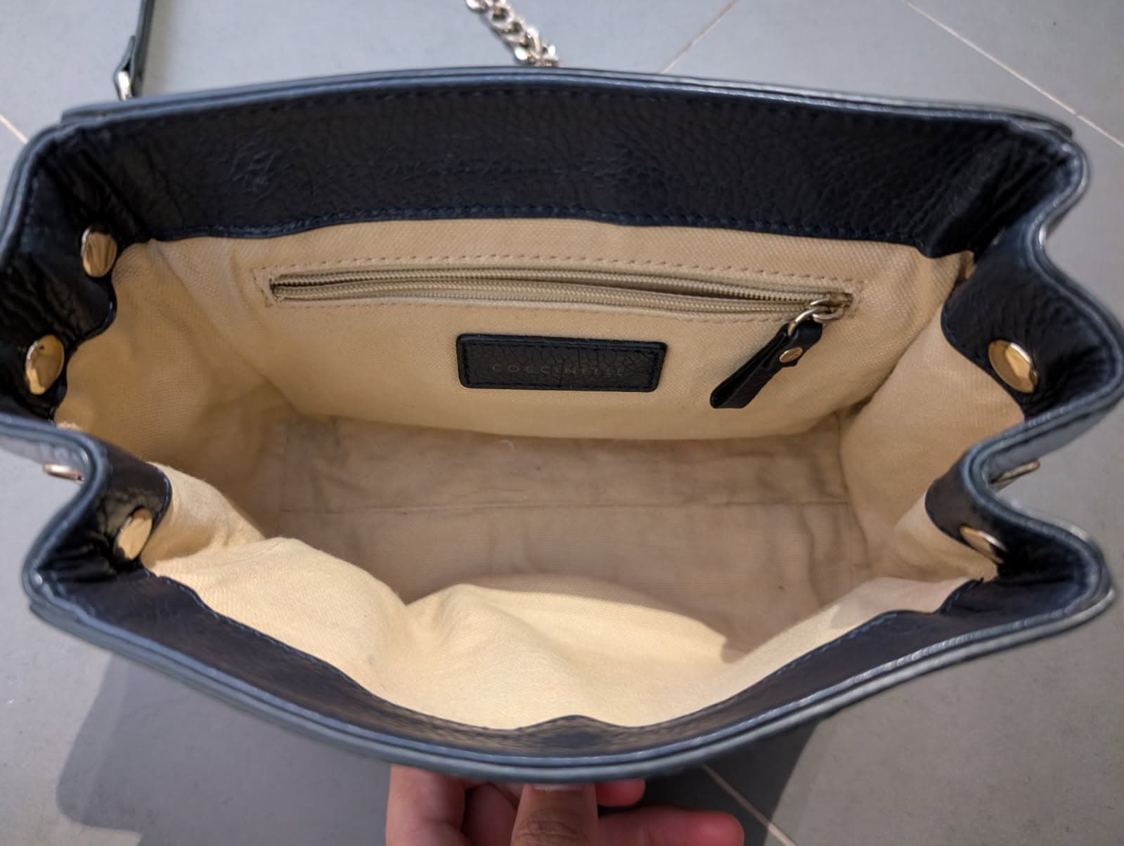 Coccinelle Arlettis Small Handbag - Two-Tone Leather Crossbody — photo 4 of 9