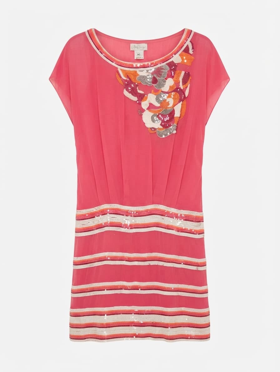 Collette Dinnigan Chiffon Sequin Embellished Dress Pink XS — photo 1 of 8