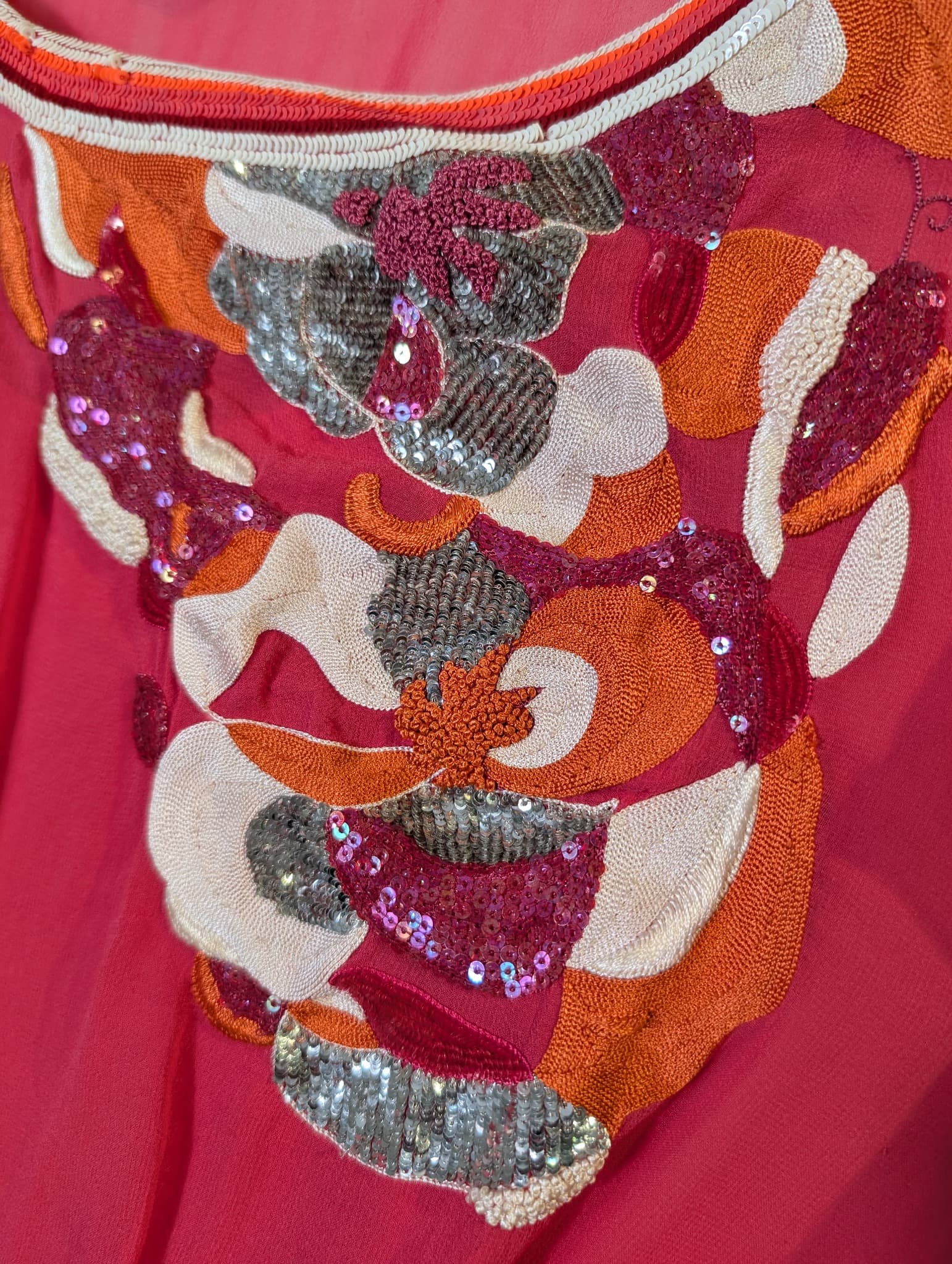 Collette Dinnigan Chiffon Sequin Embellished Dress Pink XS — photo 3 of 8