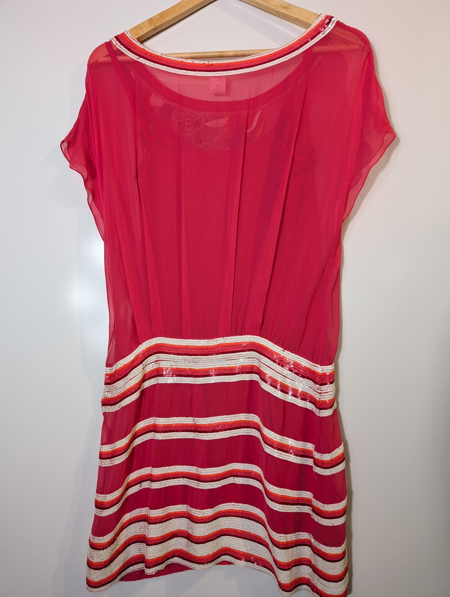 Collette Dinnigan Chiffon Sequin Embellished Dress Pink XS — photo 5 of 8