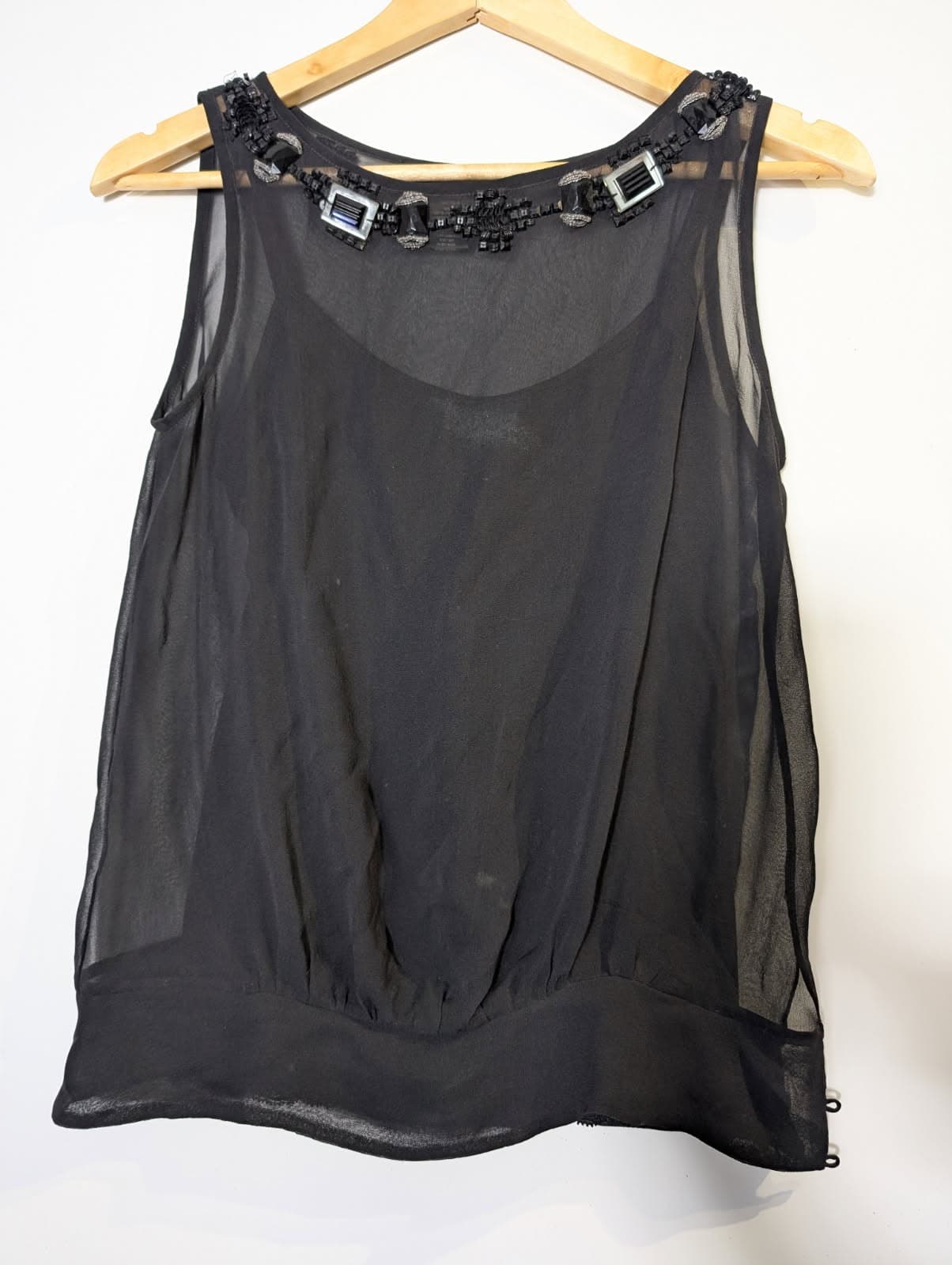 Collette Dinnigan Embellished Silk Sleeveless Top - Black XS — photo 4 of 7