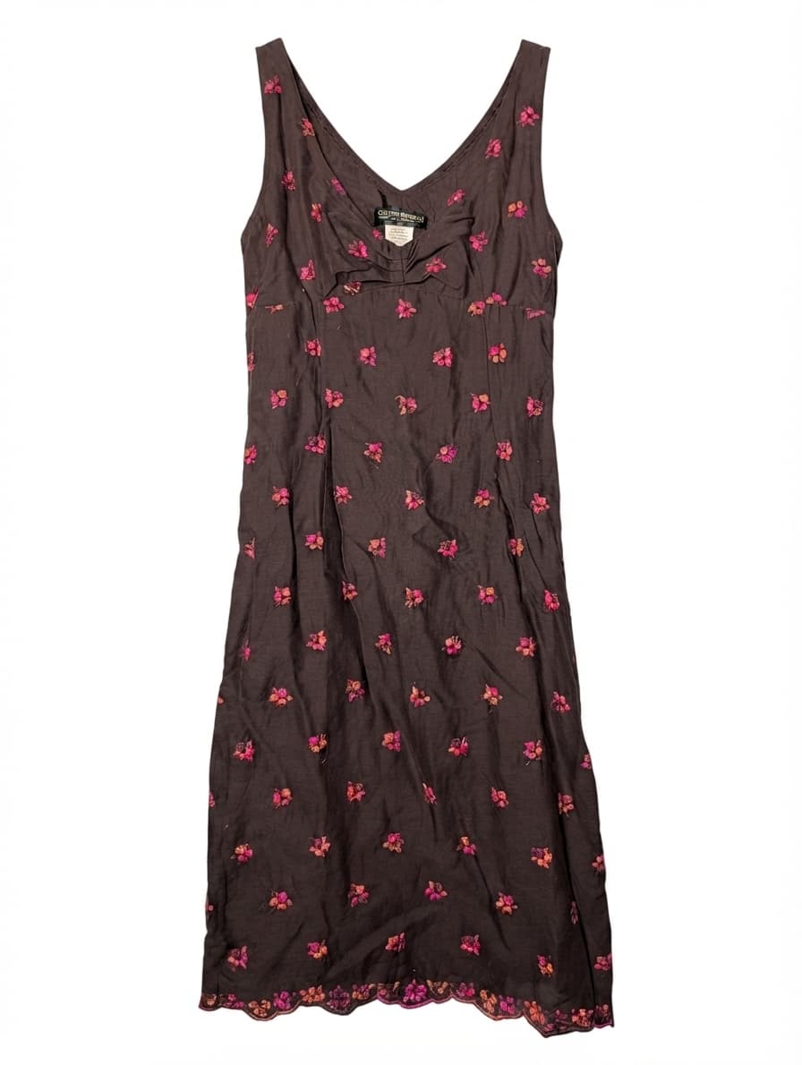 Collette Dinnigan Floral Embroidered Sleeveless Dress Brown Size S — photo 1 of 7
