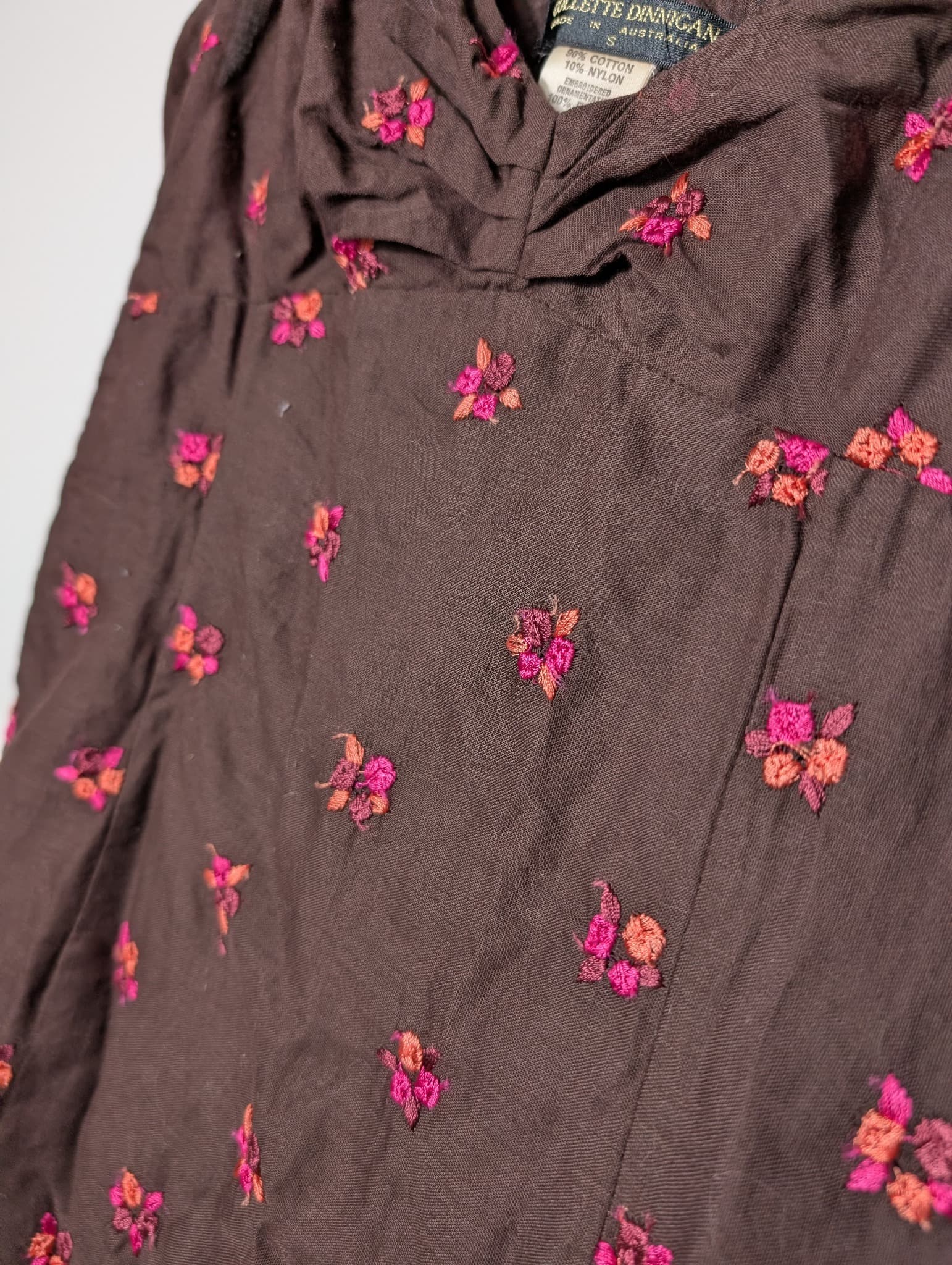 Collette Dinnigan Floral Embroidered Sleeveless Dress Brown Size S — photo 2 of 7