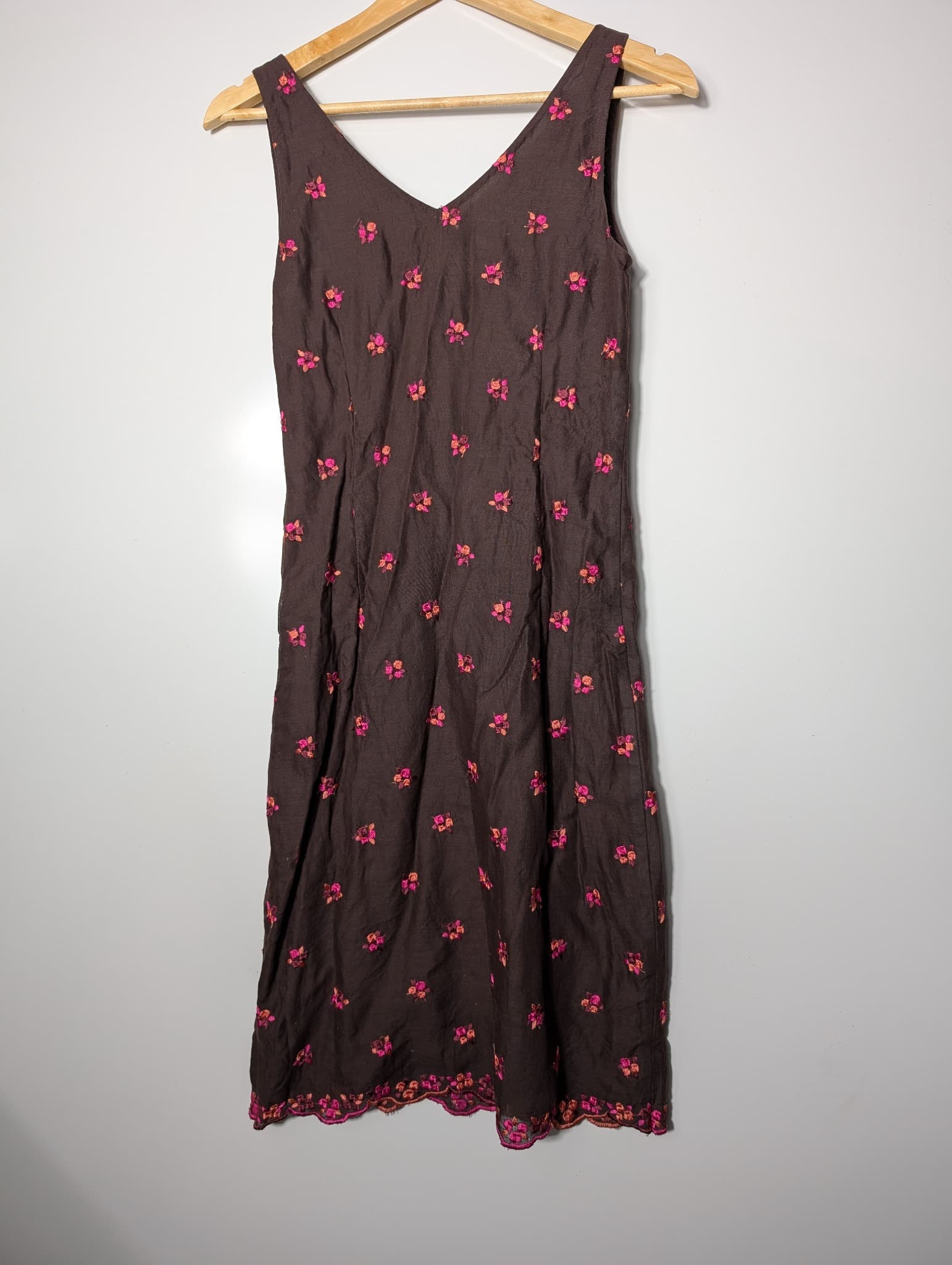 Collette Dinnigan Floral Embroidered Sleeveless Dress Brown Size S — photo 4 of 7