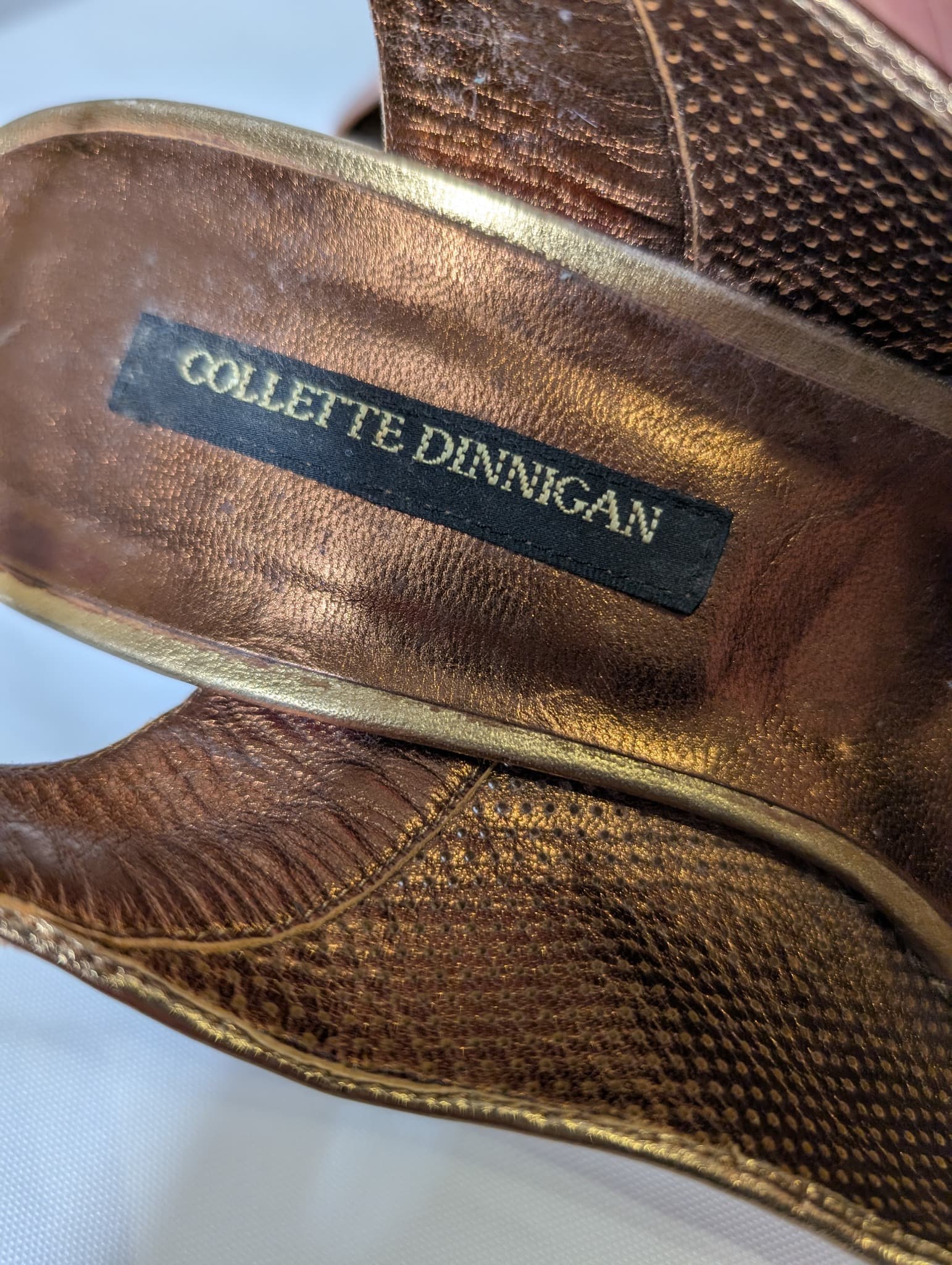 Collette Dinnigan Peep Toe Slingback Heels Gold and Pink EU 41 — photo 2 of 8