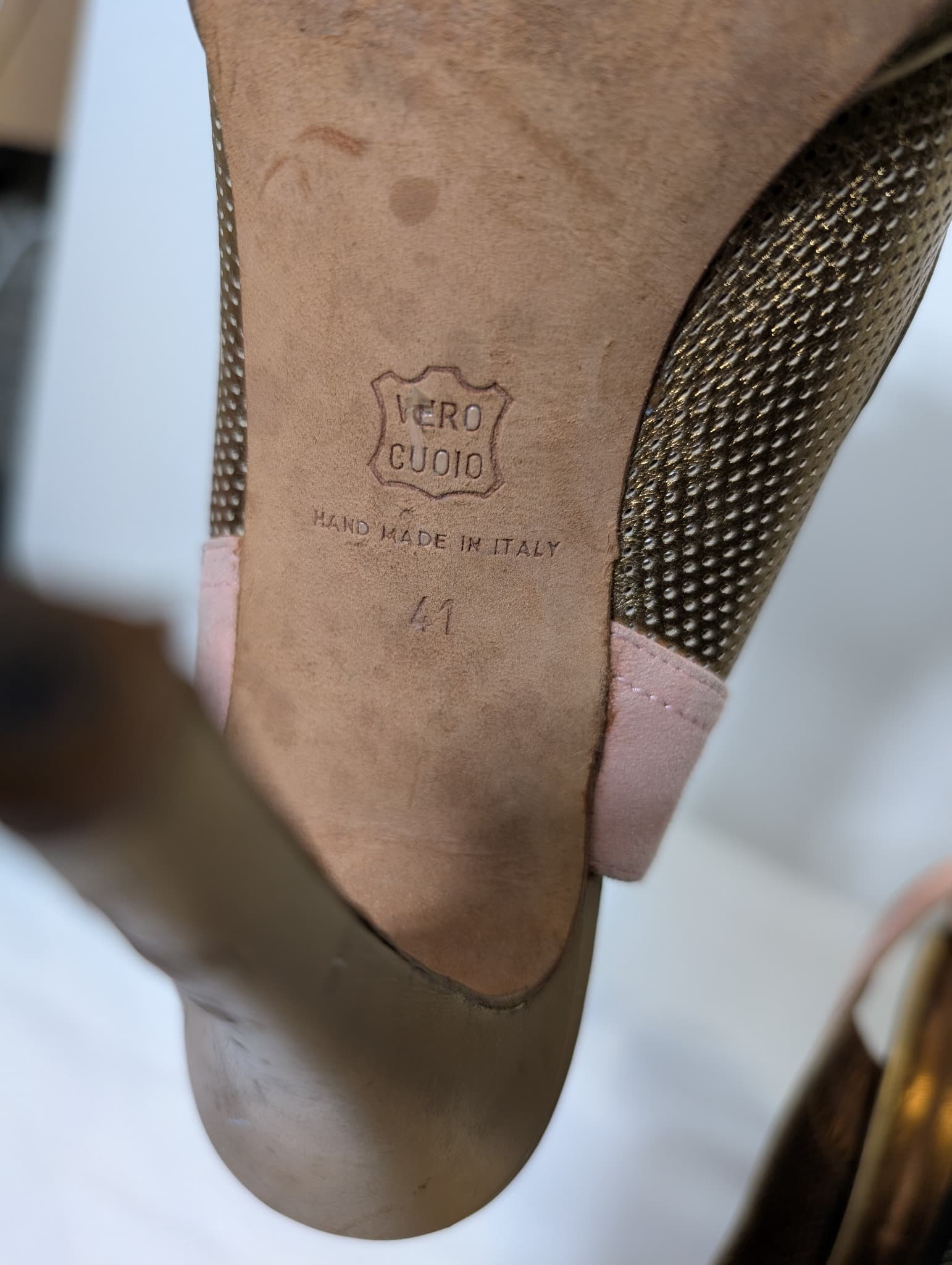 Collette Dinnigan Peep Toe Slingback Heels Gold and Pink EU 41 — photo 3 of 8