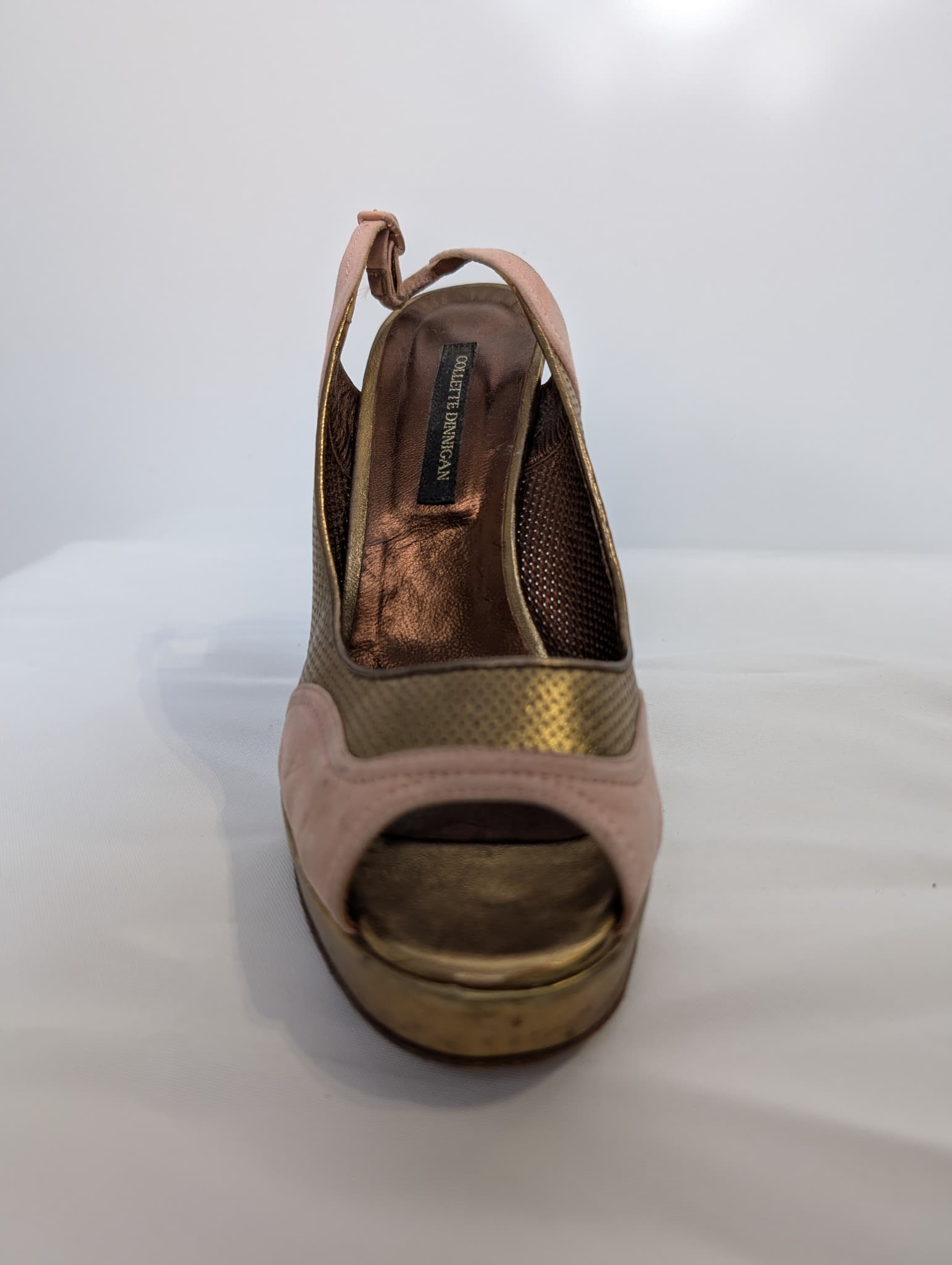 Collette Dinnigan Peep Toe Slingback Heels Gold and Pink EU 41 — photo 5 of 8