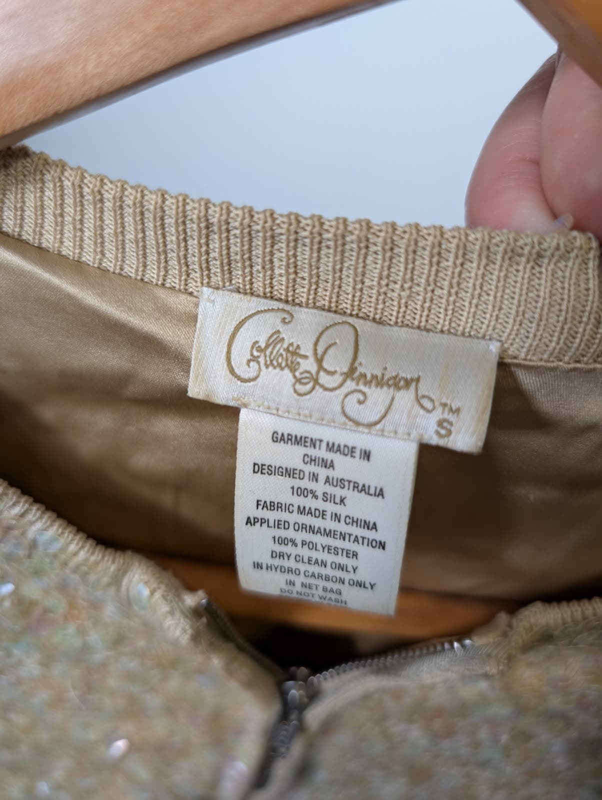 Collette Dinnigan Sequin Zip-Front Cardigan - Champagne Gold Size S — photo 2 of 6