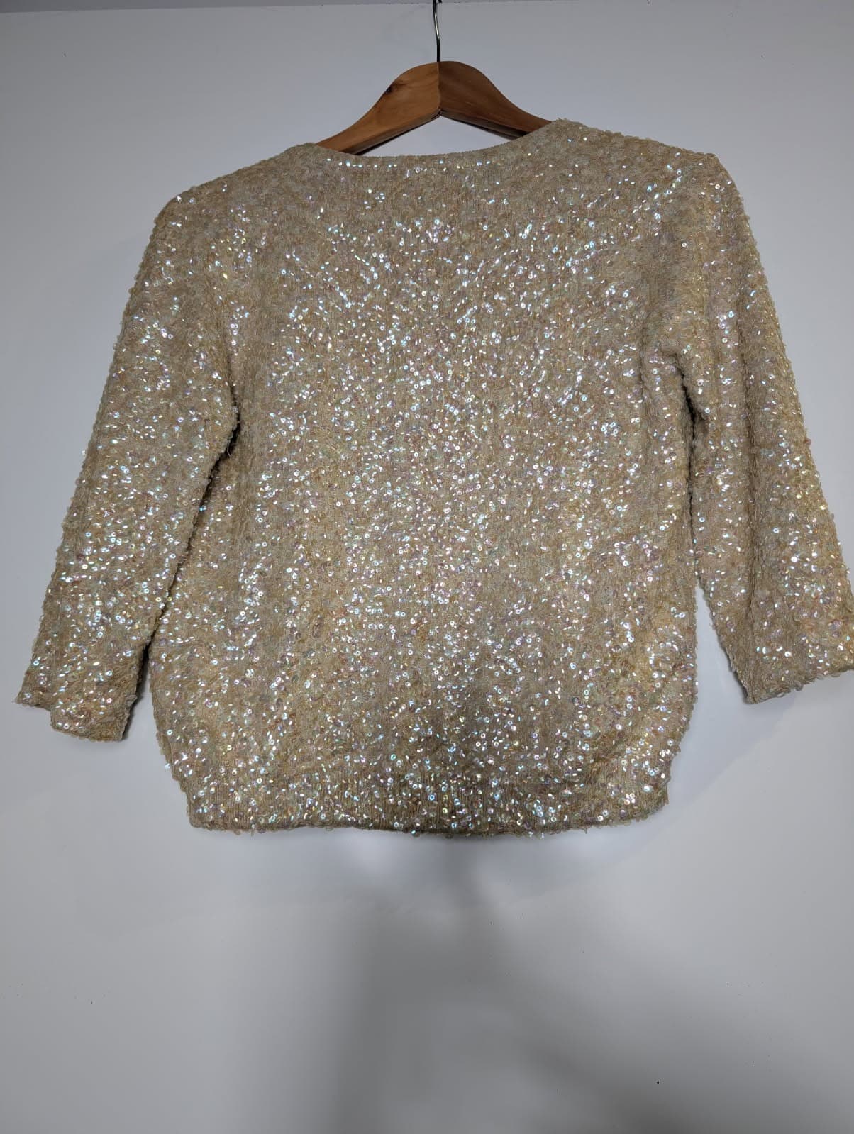 Collette Dinnigan Sequin Zip-Front Cardigan - Champagne Gold Size S — photo 6 of 6