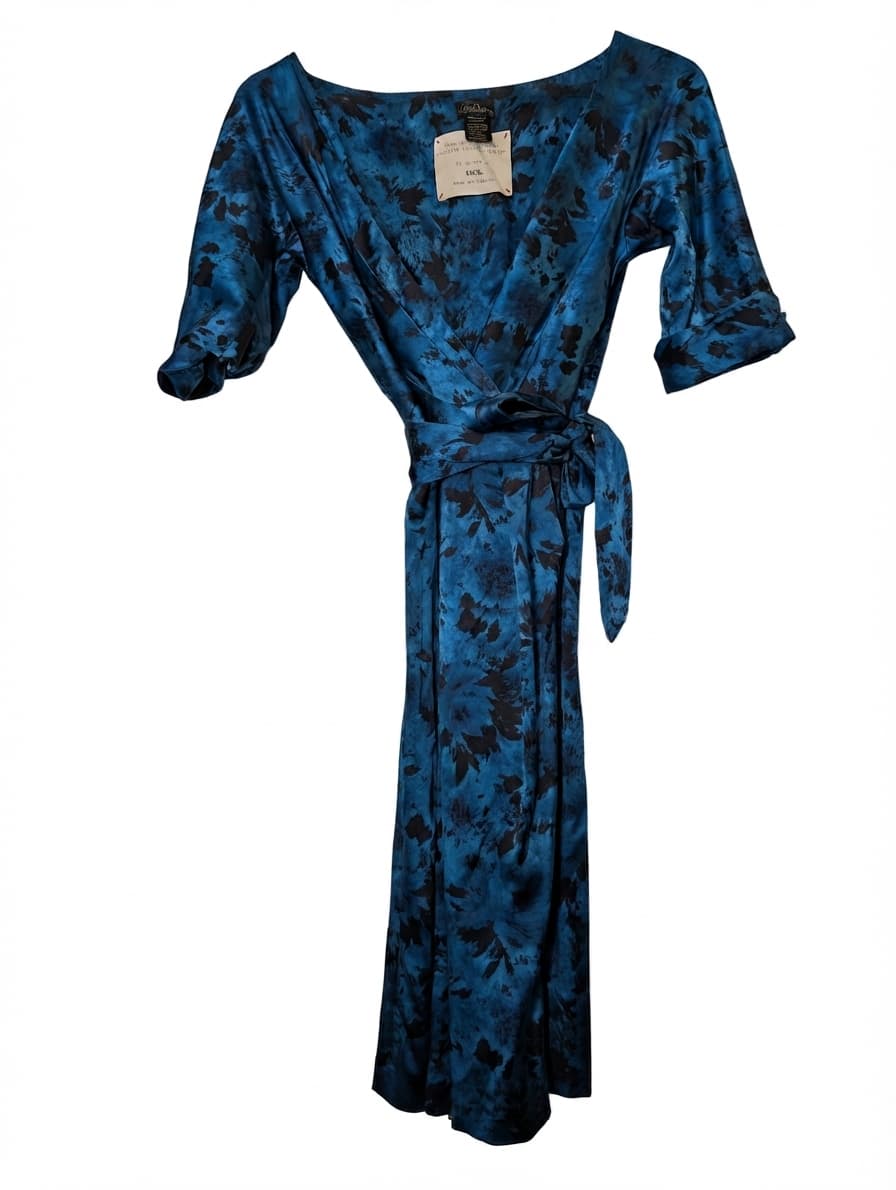 Collette Dinnigan Silk Wrap Dress Blue Floral Print XS — photo 1 of 7