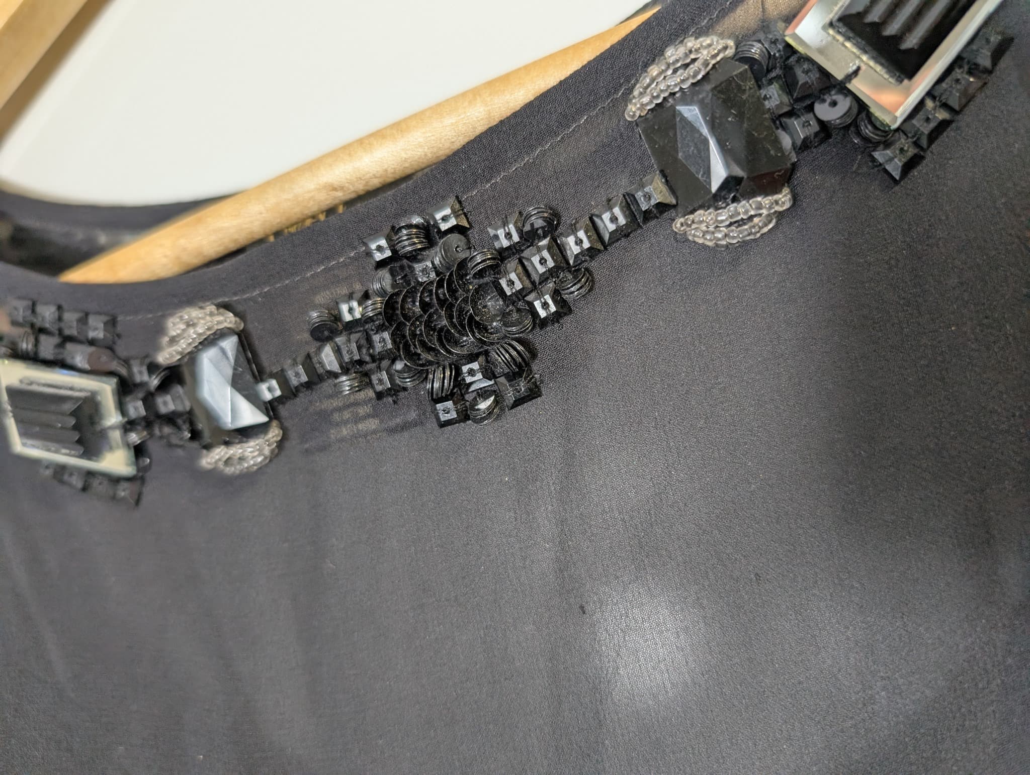 Collette Dinnigan Sleeveless Blouse Black Silk Embellished XS — photo 3 of 5