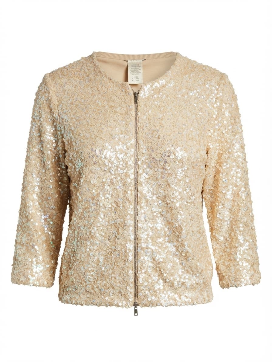 Collette Dinnigan Zip-Front Sequin Cardigan Gold Women's Size S — photo 1 of 11