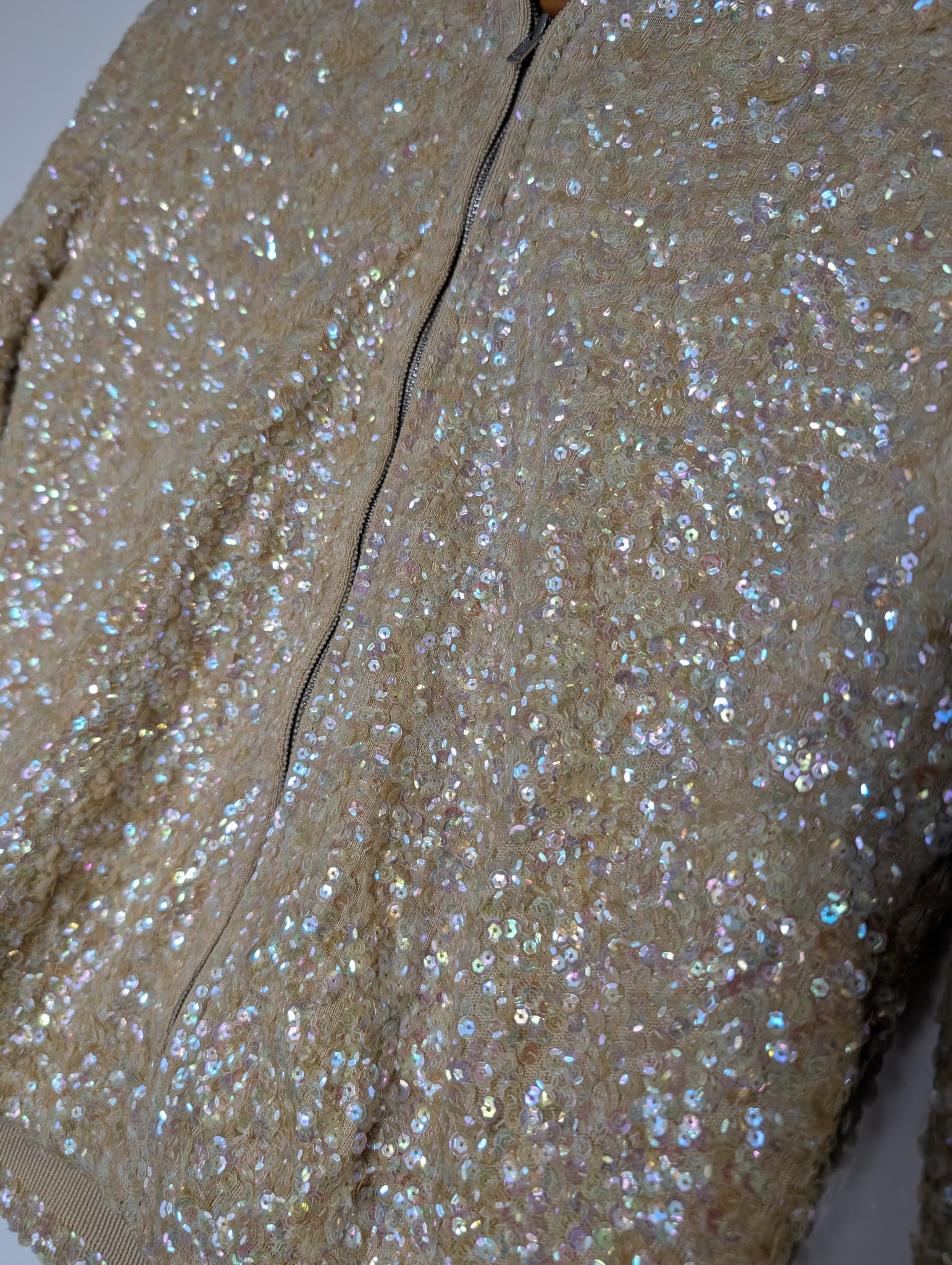 Collette Dinnigan Zip-Front Sequin Cardigan Gold Women's Size S — photo 2 of 11