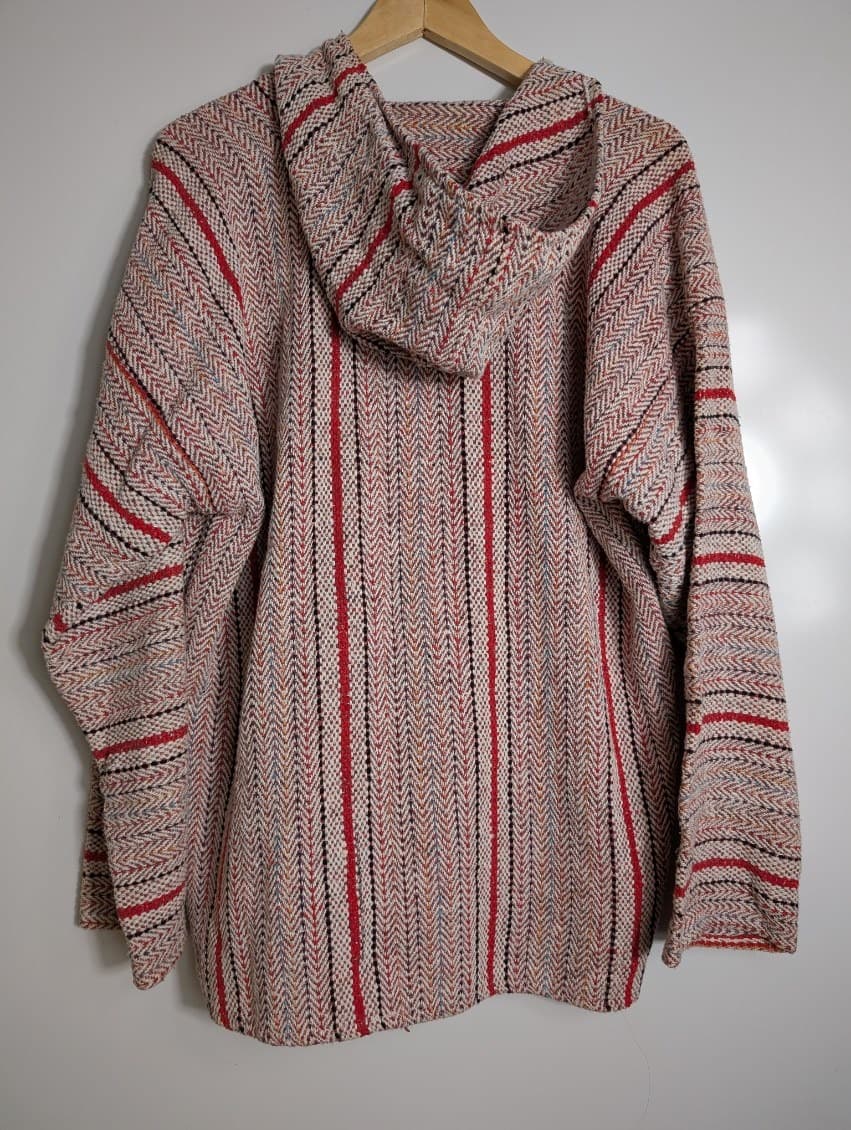 Confecciones Angy Mexican Baja Hoodie Red Striped Pullover XL — photo 4 of 6