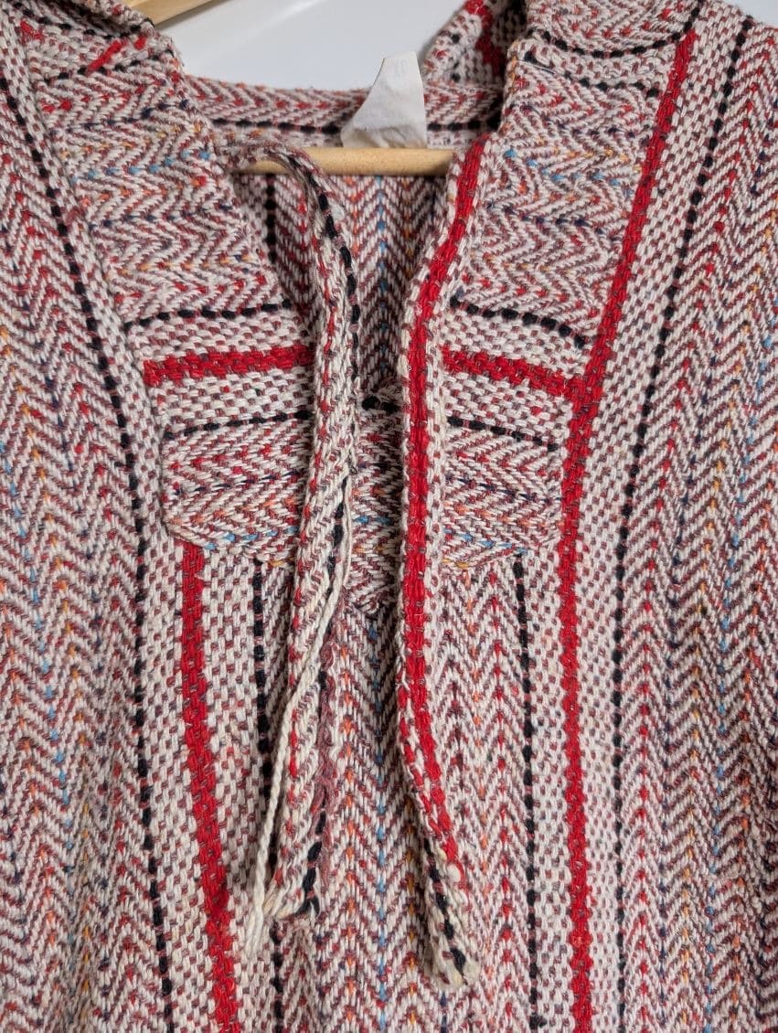 Confecciones Angy Mexican Baja Hoodie Red Striped Pullover XL — photo 6 of 6