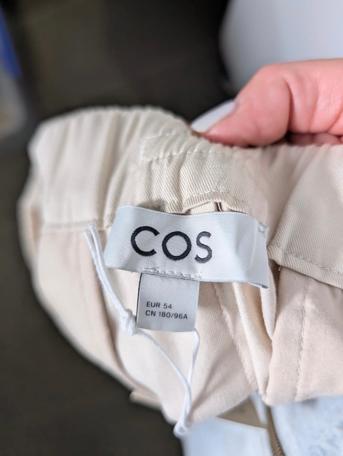 COS Men's Elasticated Waist Trousers - Beige Lyocell Blend — photo 3 of 8