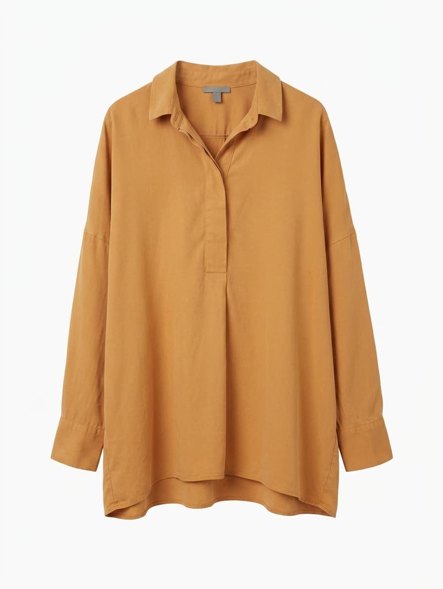 COS Oversized Long Sleeve Collared Shirt Mustard Yellow — photo 1 of 14