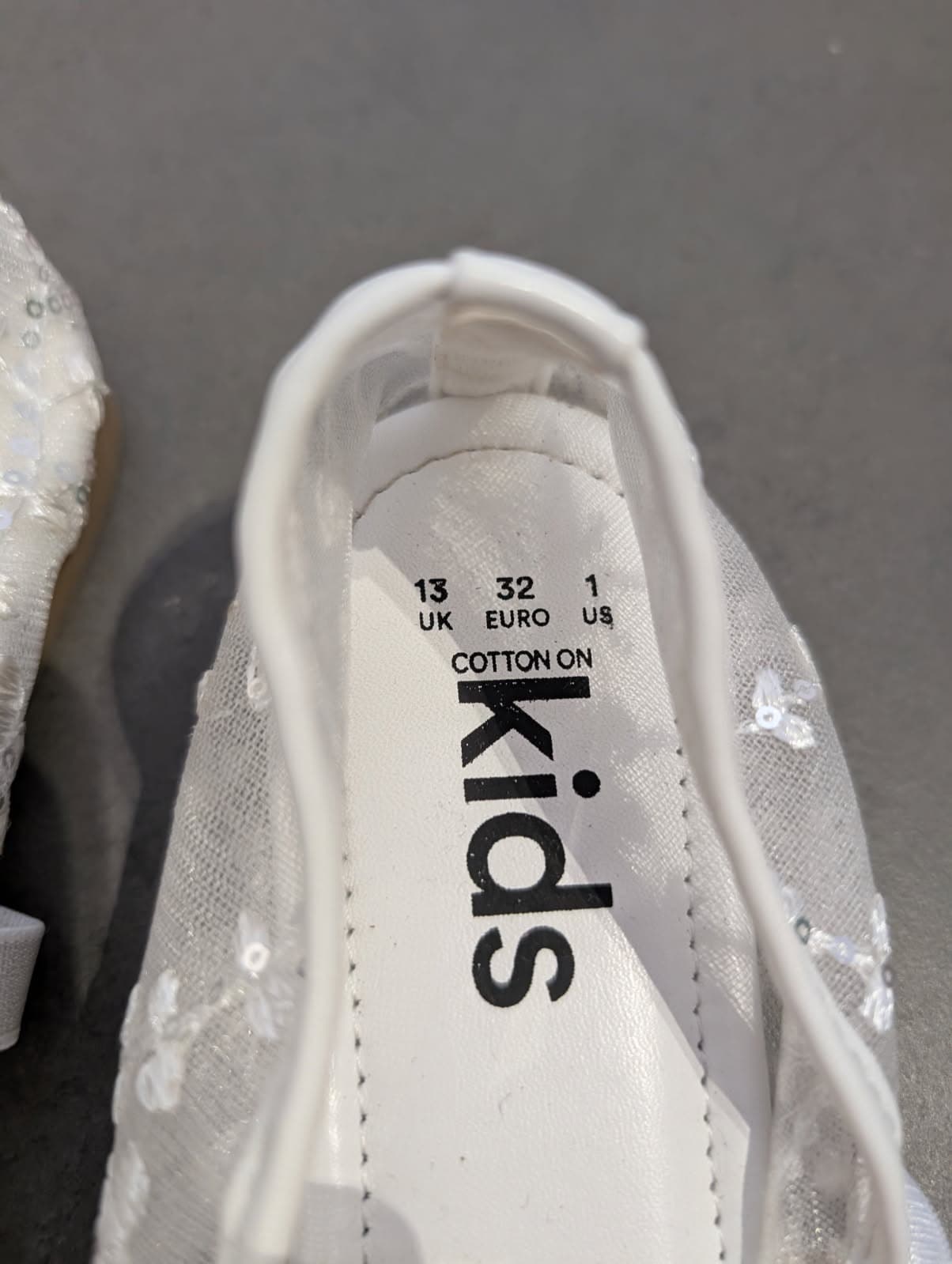 Cotton On Kids Girls White Sequin Floral Mesh Ballet Flats - Size UK 13 — photo 3 of 4