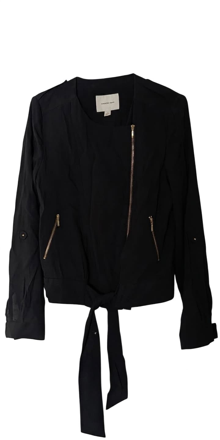 Country Road Black Lightweight Tie-Front Biker Jacket - Size 10 — photo 1 of 5